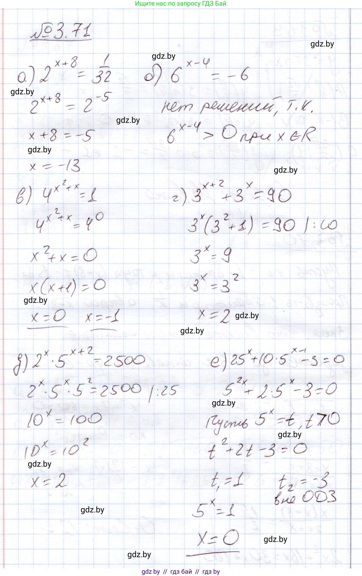 Алгебра, 11 класс Учебник, авторы: Арефьева Ирина Глебовна, Пирютко Ольга Николаевна, издательство Народная асвета, Минск, 2020, бирюзового цвета, страница 114, номер 3.71, Решение