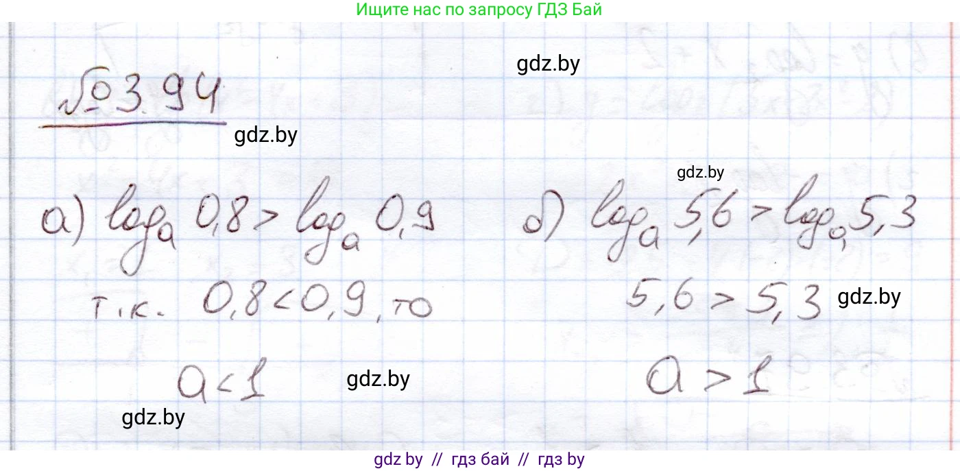 Алгебра, 11 класс Учебник, авторы: Арефьева Ирина Глебовна, Пирютко Ольга Николаевна, издательство Народная асвета, Минск, 2020, бирюзового цвета, страница 124, номер 3.94, Решение