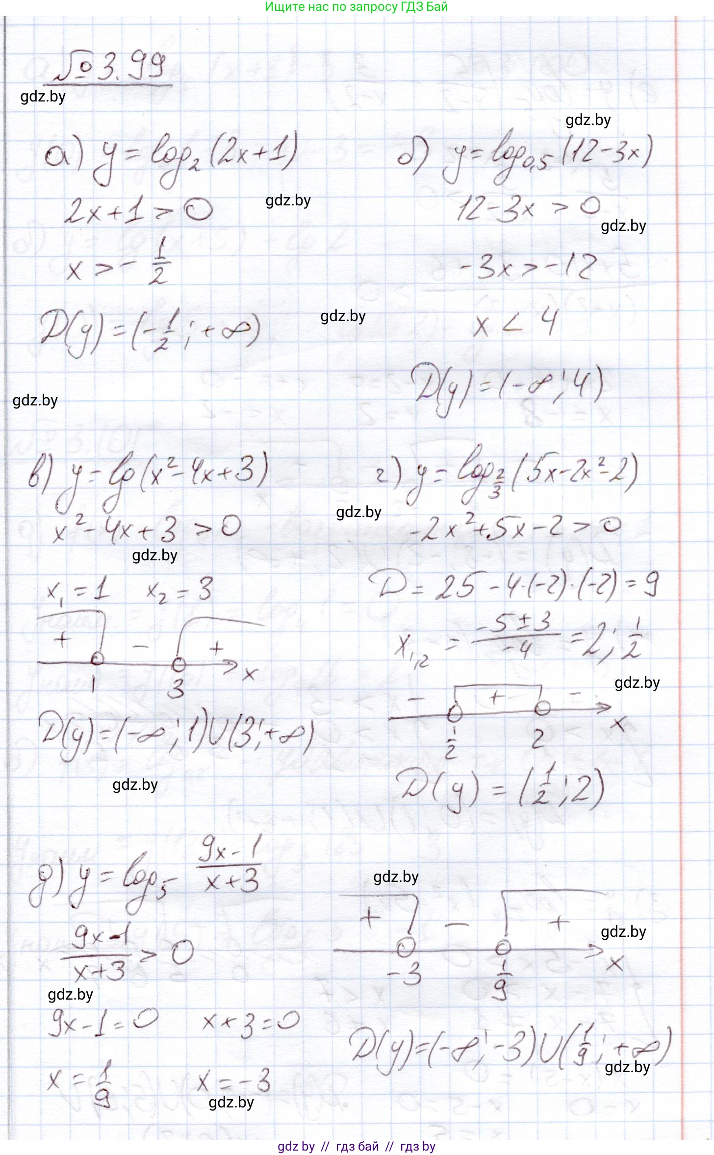 Алгебра, 11 класс Учебник, авторы: Арефьева Ирина Глебовна, Пирютко Ольга Николаевна, издательство Народная асвета, Минск, 2020, бирюзового цвета, страница 125, номер 3.99, Решение