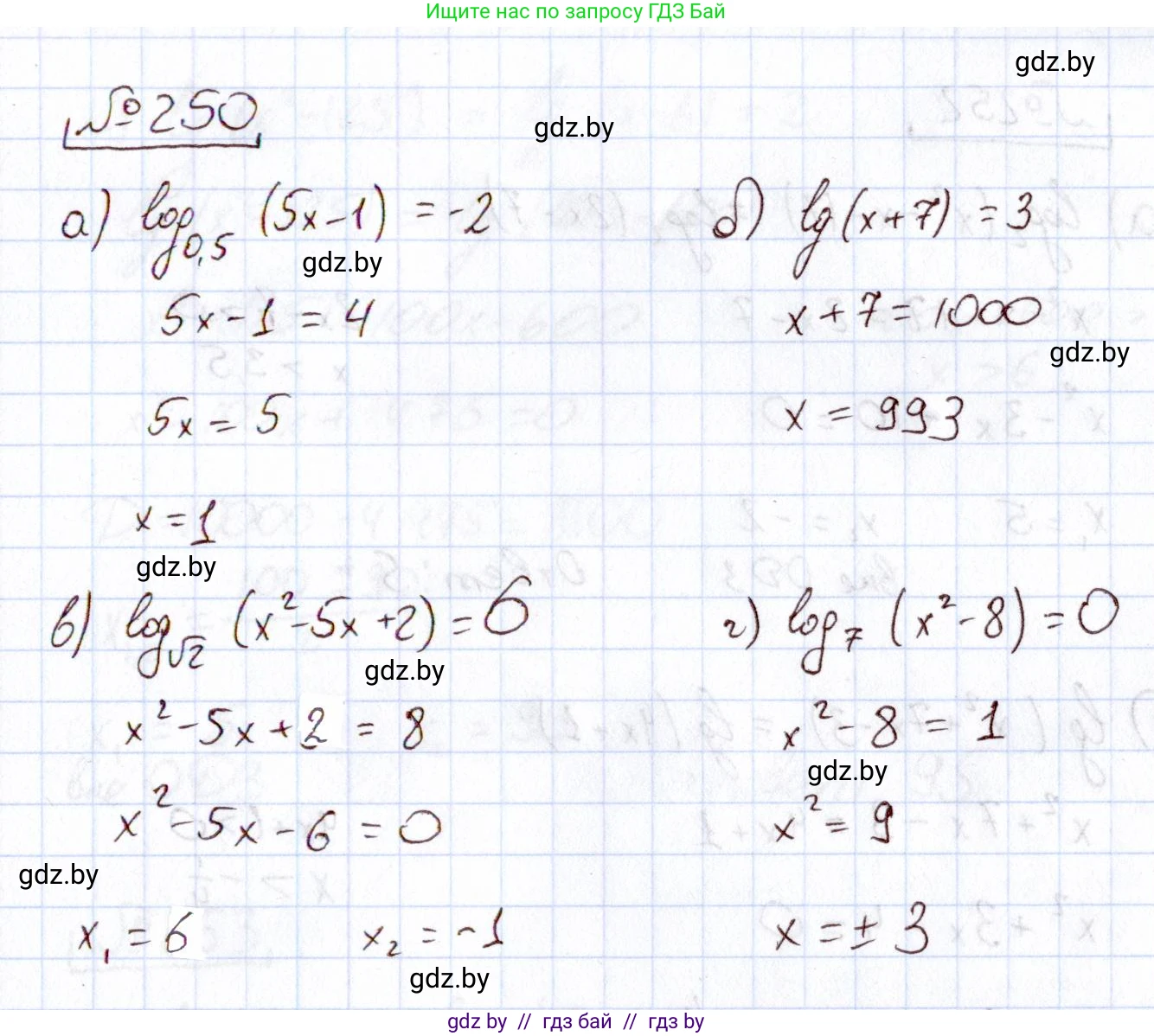 Алгебра, 11 класс Учебник, авторы: Арефьева Ирина Глебовна, Пирютко Ольга Николаевна, издательство Народная асвета, Минск, 2020, бирюзового цвета, страница 197, номер 250, Решение