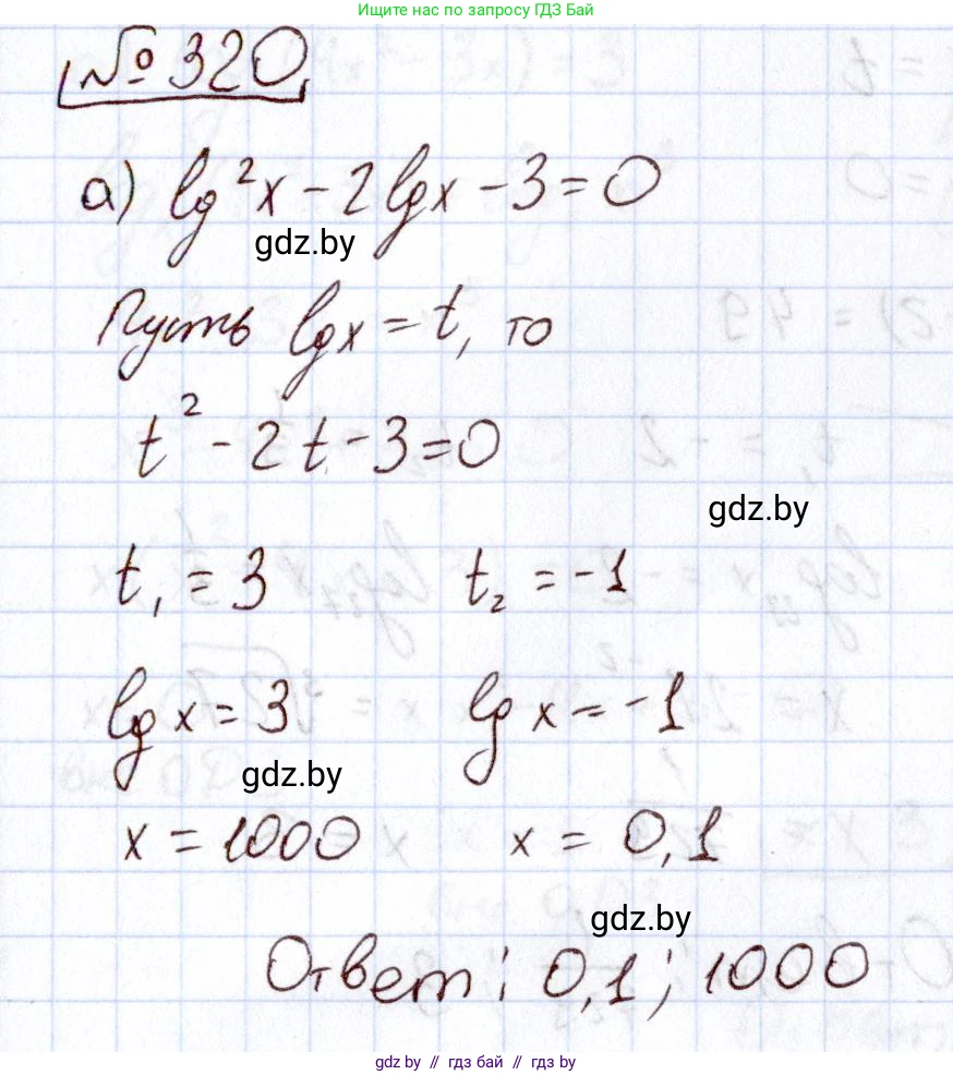 Алгебра, 11 класс Учебник, авторы: Арефьева Ирина Глебовна, Пирютко Ольга Николаевна, издательство Народная асвета, Минск, 2020, бирюзового цвета, страница 206, номер 320, Решение