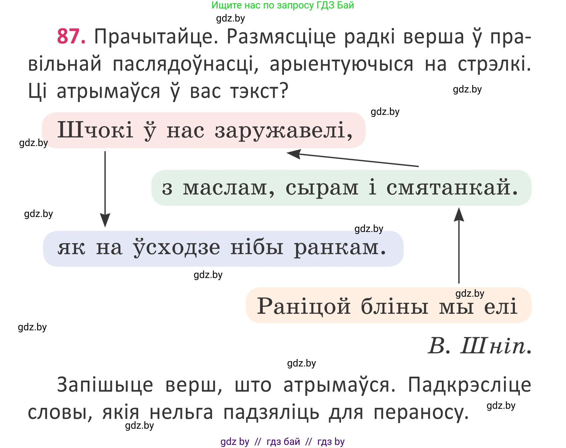 Белорусский язык (Беларуская мова), 2 класс Учебник, автор: Антановіч Наталля Міхайлаўна, издательство Нацыянальны інстытут адукацыі, Минск, 2022, голубого цвета, Часть 2, страница 64, номер 87, Условие
