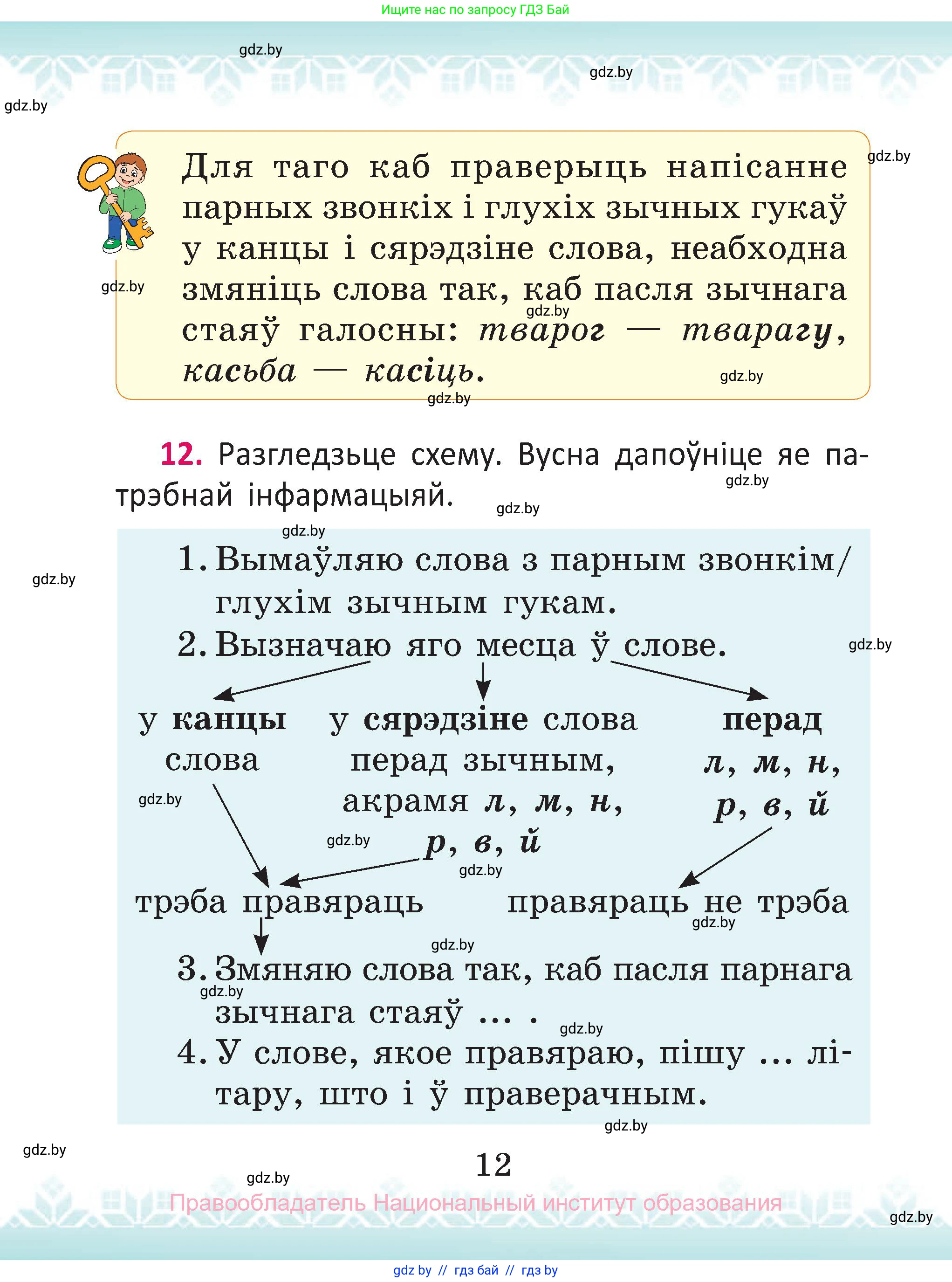 Белорусский язык (Беларуская мова), 2 класс Учебник, автор: Антановіч Наталля Міхайлаўна, издательство Нацыянальны інстытут адукацыі, Минск, 2022, голубого цвета, Часть 2, страница 12