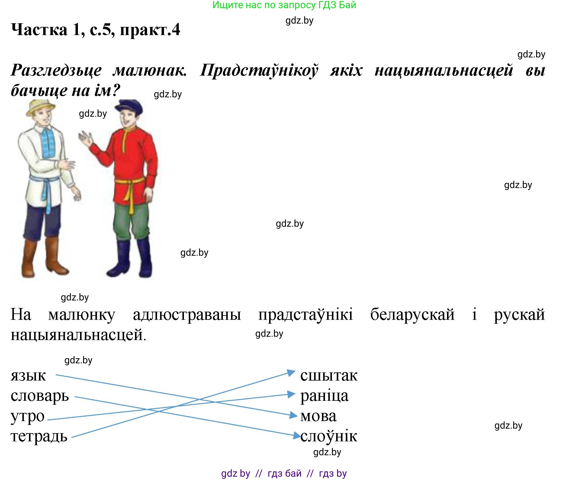 Белорусский язык (Беларуская мова), 2 класс Учебник, автор: Антановіч Наталля Міхайлаўна, издательство Нацыянальны інстытут адукацыі, Минск, 2022, голубого цвета, Часть 1, страница 5, номер 4, Решение