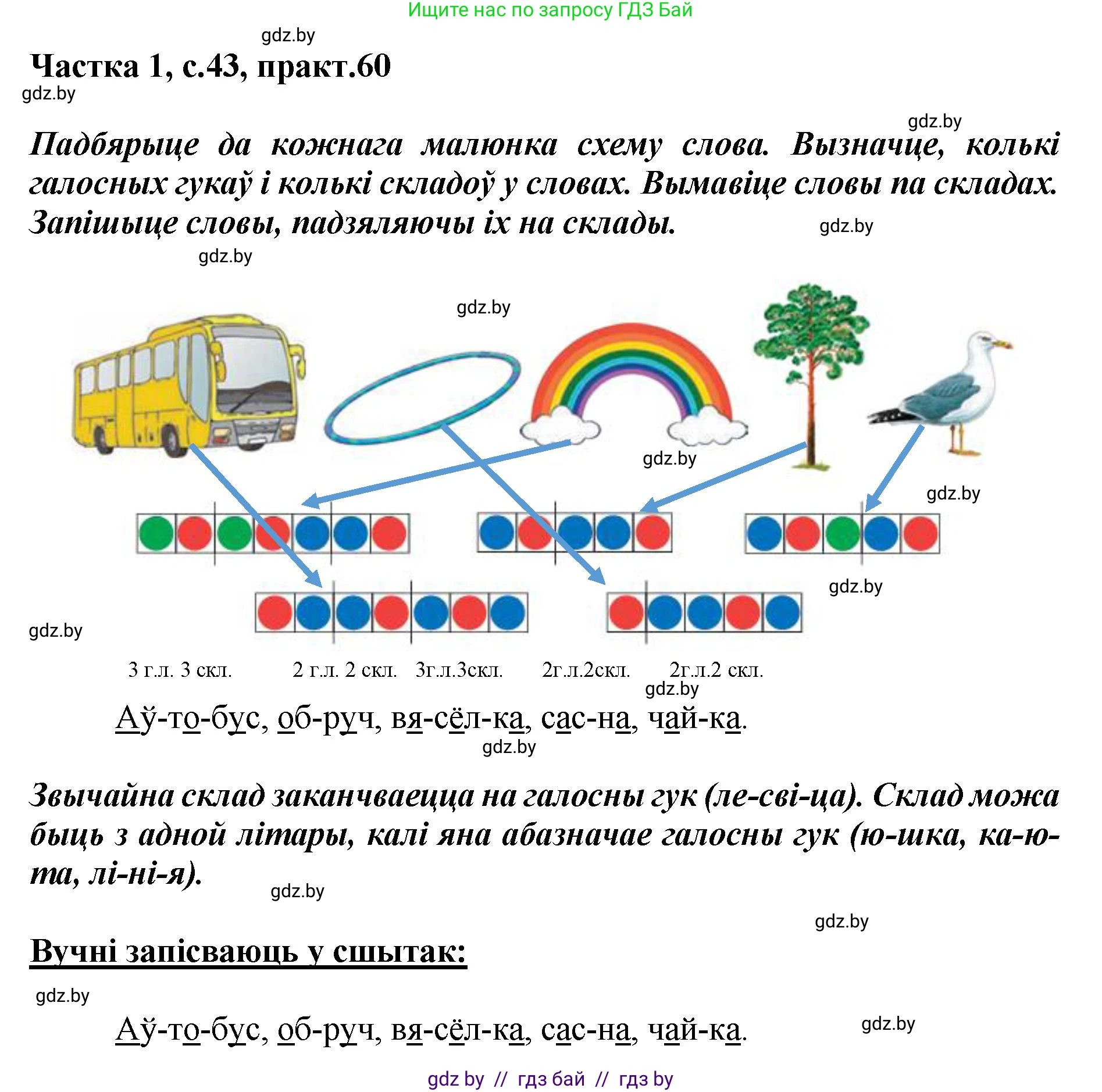 Белорусский язык (Беларуская мова), 2 класс Учебник, автор: Антановіч Наталля Міхайлаўна, издательство Нацыянальны інстытут адукацыі, Минск, 2022, голубого цвета, Часть 1, страница 43, номер 60, Решение
