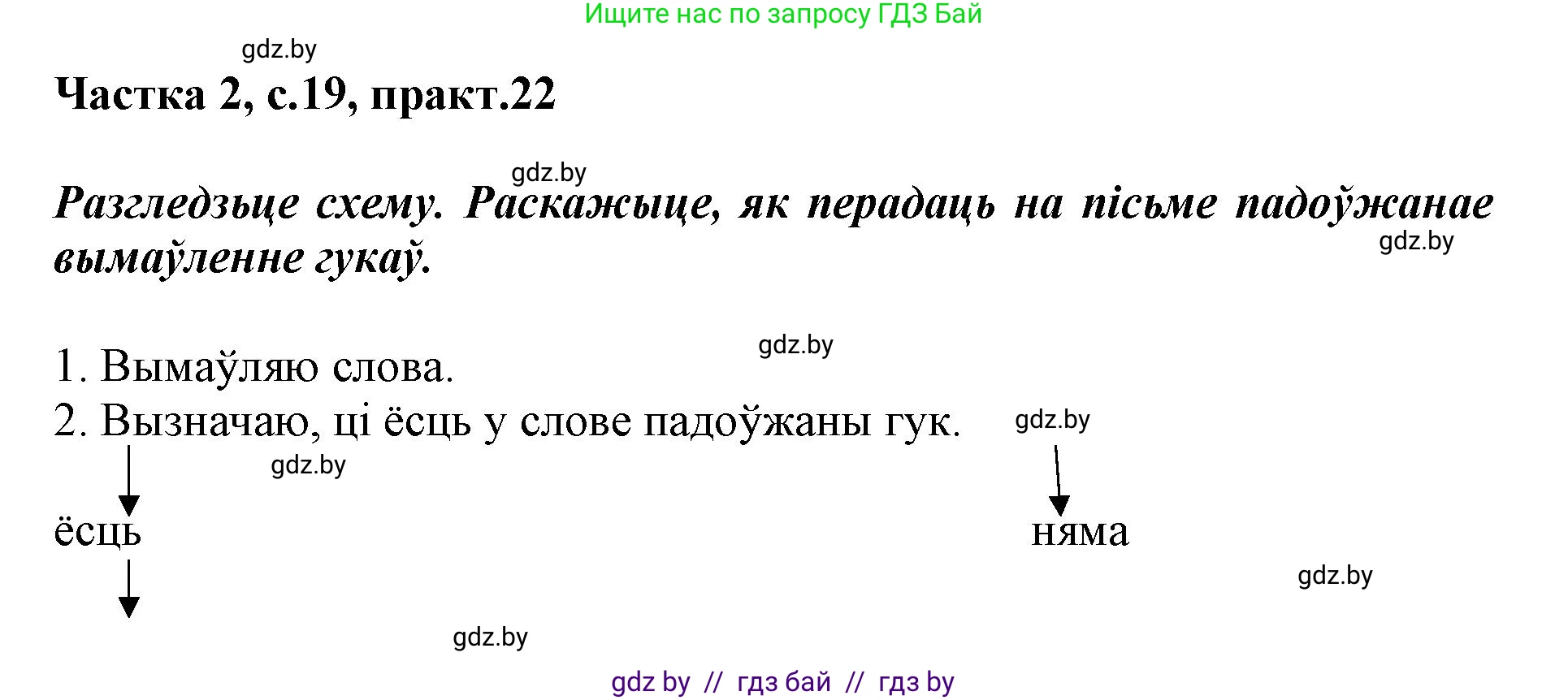 Белорусский язык (Беларуская мова), 2 класс Учебник, автор: Антановіч Наталля Міхайлаўна, издательство Нацыянальны інстытут адукацыі, Минск, 2022, голубого цвета, Часть 2, страница 19, номер 22, Решение