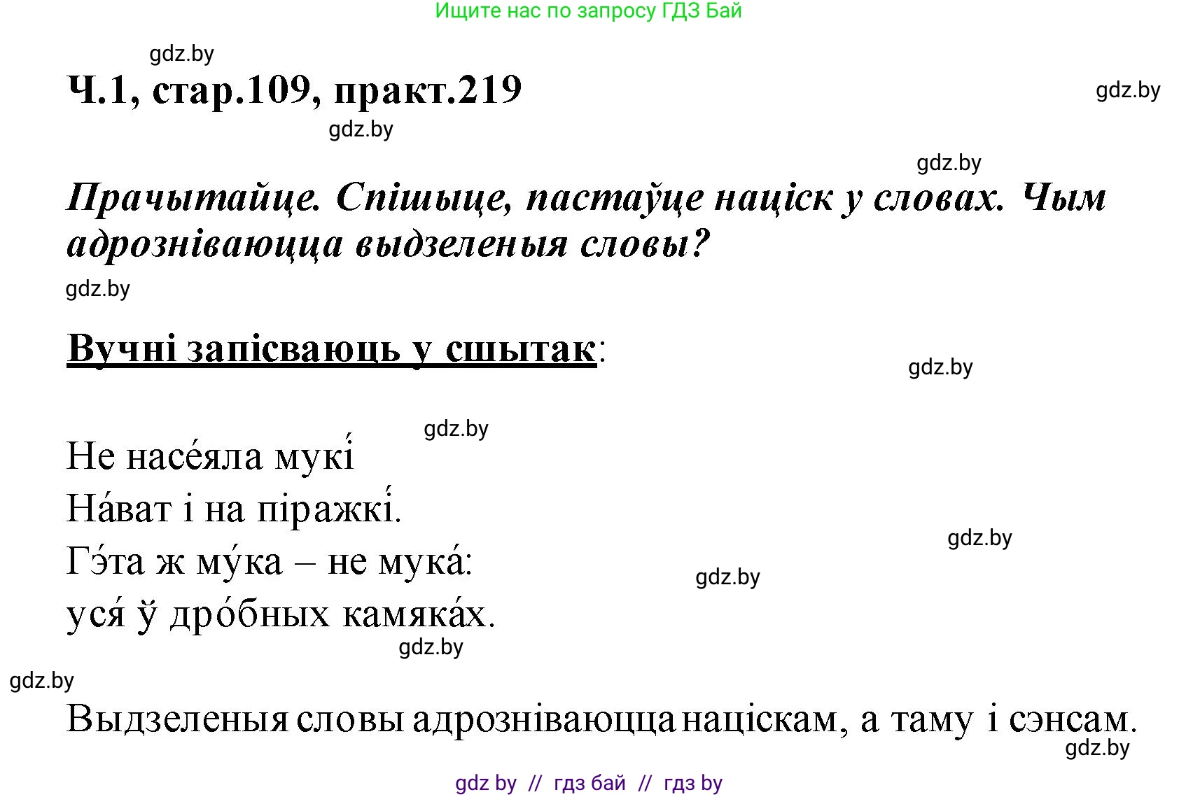 Белорусский язык (Беларуская мова), 2 класс Учебник, автор: Свірыдзенка Вольга Іванаўна, издательство Акадэмія адукацыі, Минск, 2025, голубого цвета, Частка 1, страница 109, номер 219, Решение