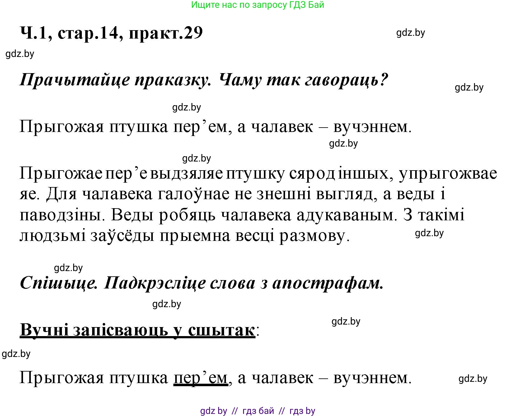 Белорусский язык (Беларуская мова), 2 класс Учебник, автор: Свірыдзенка Вольга Іванаўна, издательство Акадэмія адукацыі, Минск, 2025, голубого цвета, Частка 1, страница 14, номер 29, Решение