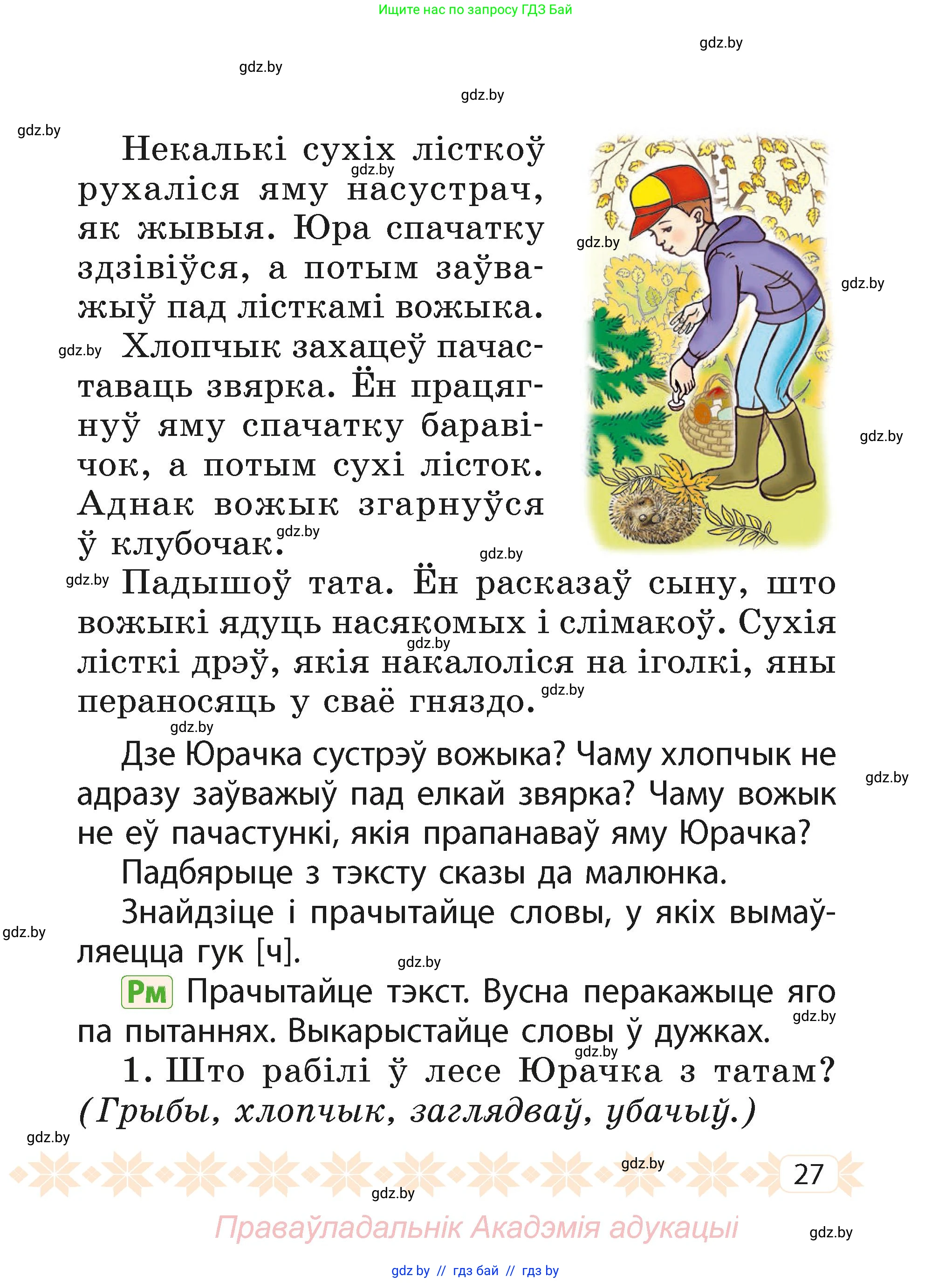 Белорусский язык (Беларуская мова), 2 класс Учебник, автор: Свірыдзенка Вольга Іванаўна, издательство Акадэмія адукацыі, Минск, 2025, голубого цвета, Частка 1, страница 14, номер 27, Условие