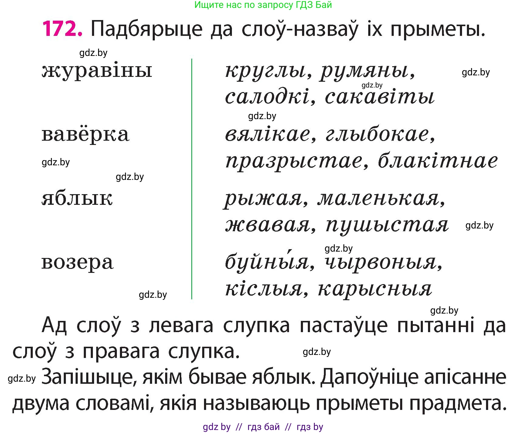 Белорусский язык (Беларуская мова), 2 класс Учебник, автор: Свірыдзенка Вольга Іванаўна, издательство Акадэмія адукацыі, Минск, 2025, голубого цвета, Частка 2, страница 92, номер 172, Условие