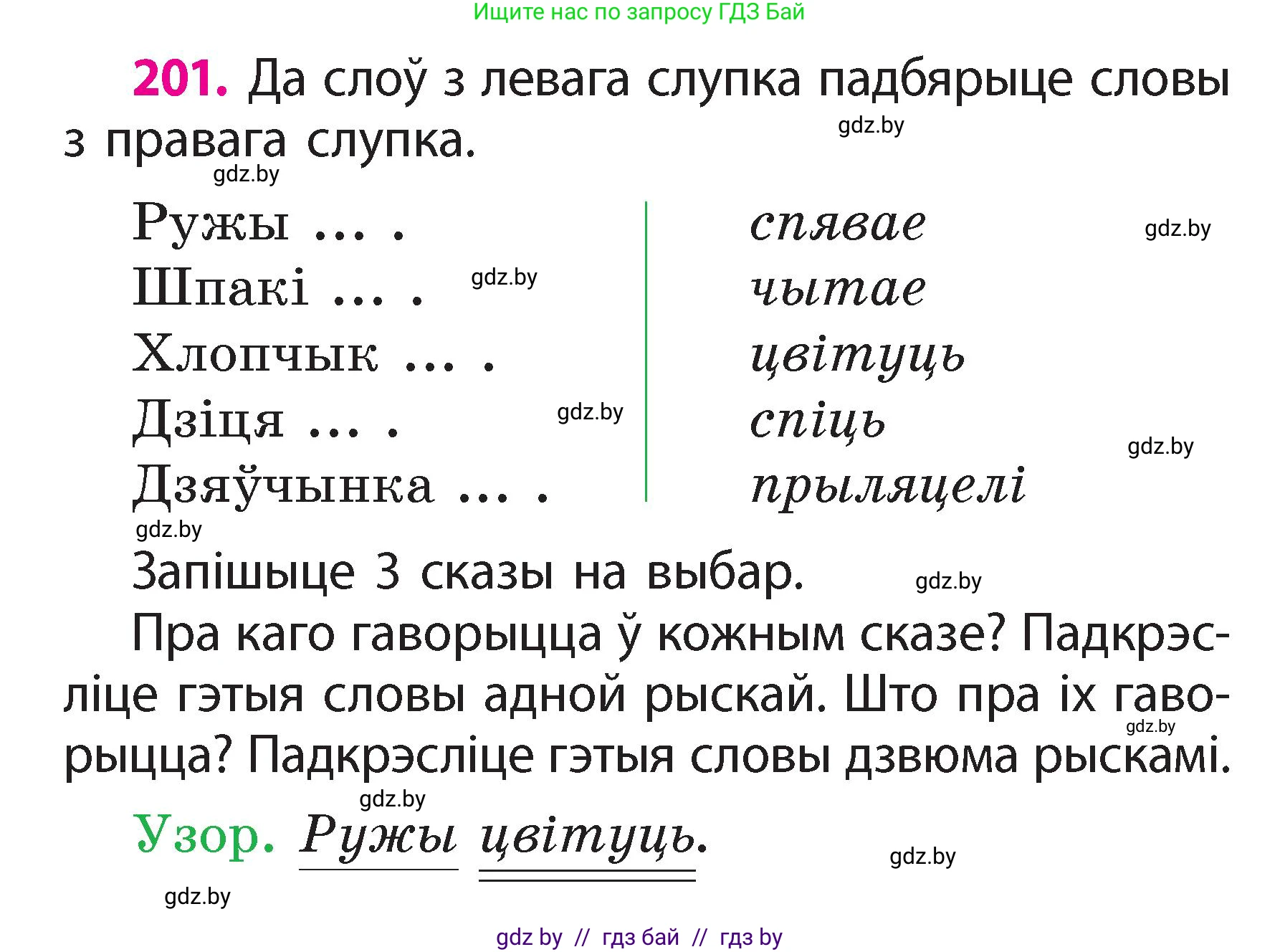 Белорусский язык (Беларуская мова), 2 класс Учебник, автор: Свірыдзенка Вольга Іванаўна, издательство Акадэмія адукацыі, Минск, 2025, голубого цвета, Частка 2, страница 108, номер 201, Условие