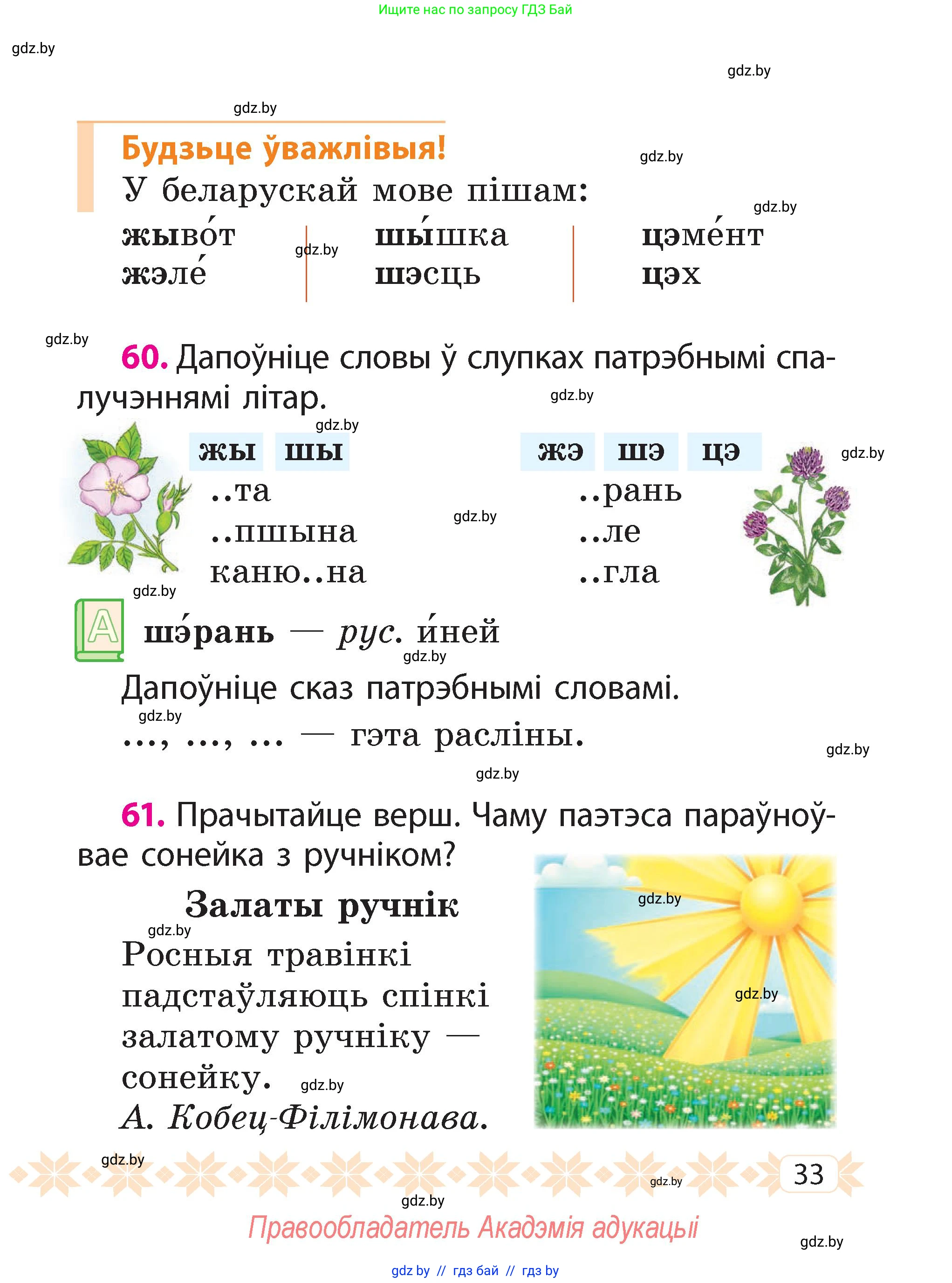 Белорусский язык (Беларуская мова), 2 класс Учебник, автор: Свірыдзенка Вольга Іванаўна, издательство Акадэмія адукацыі, Минск, 2025, голубого цвета, Частка 2, страница 33