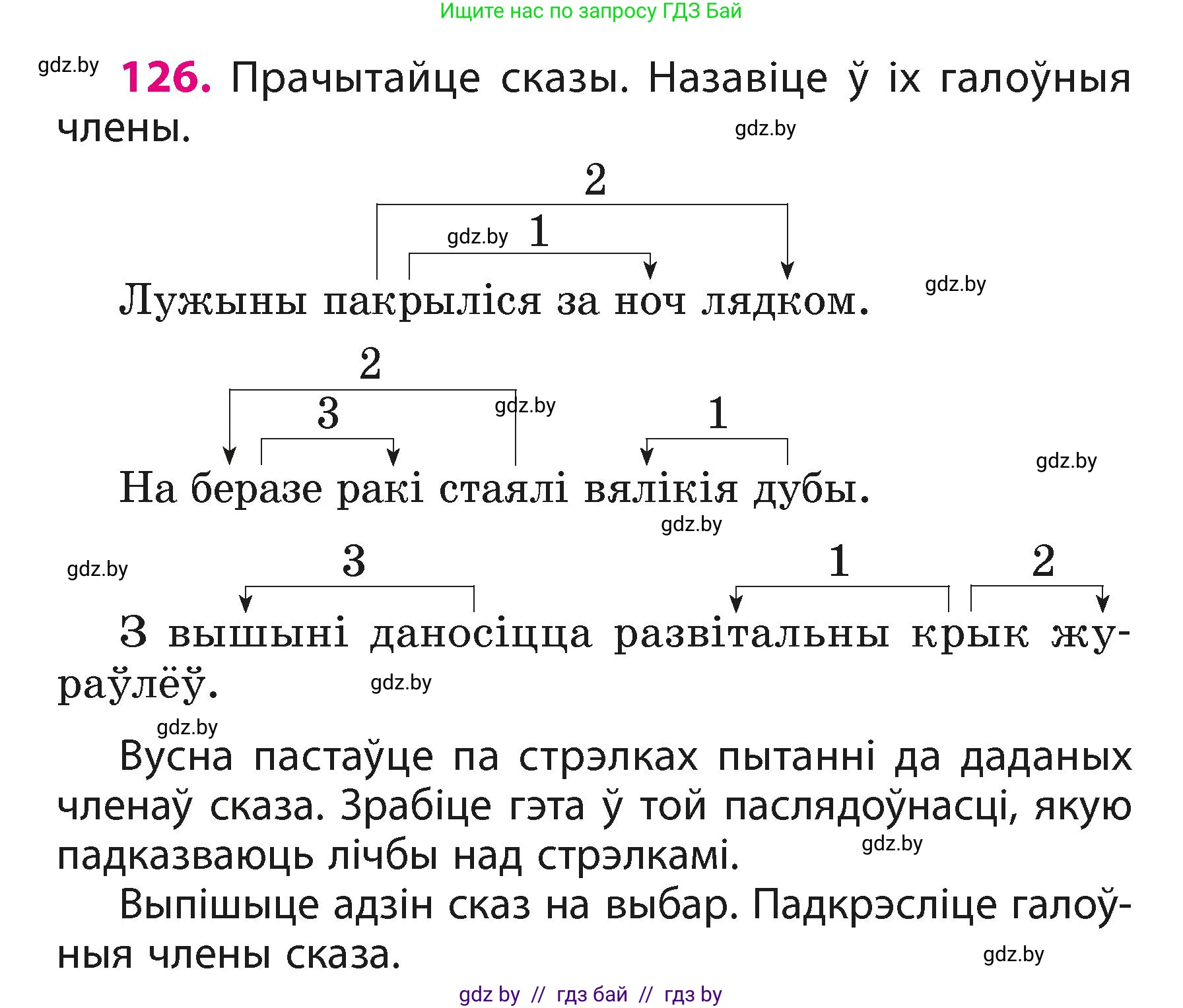 Белорусский язык (Беларуская мова), 3 класс Учебник, автор: Свірыдзенка Вольга Іванаўна, издательство Нацыянальны інстытут адукацыі, Минск, 2023, зелёного цвета, Частка 1, страница 77, номер 126, Условие