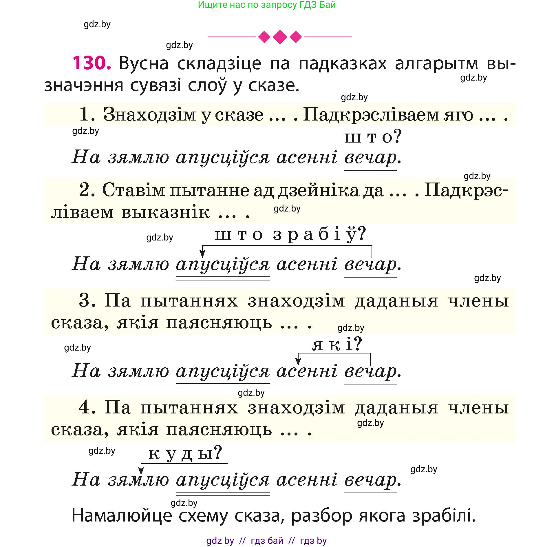 Белорусский язык (Беларуская мова), 3 класс Учебник, автор: Свірыдзенка Вольга Іванаўна, издательство Нацыянальны інстытут адукацыі, Минск, 2023, зелёного цвета, Частка 1, страница 80, номер 130, Условие