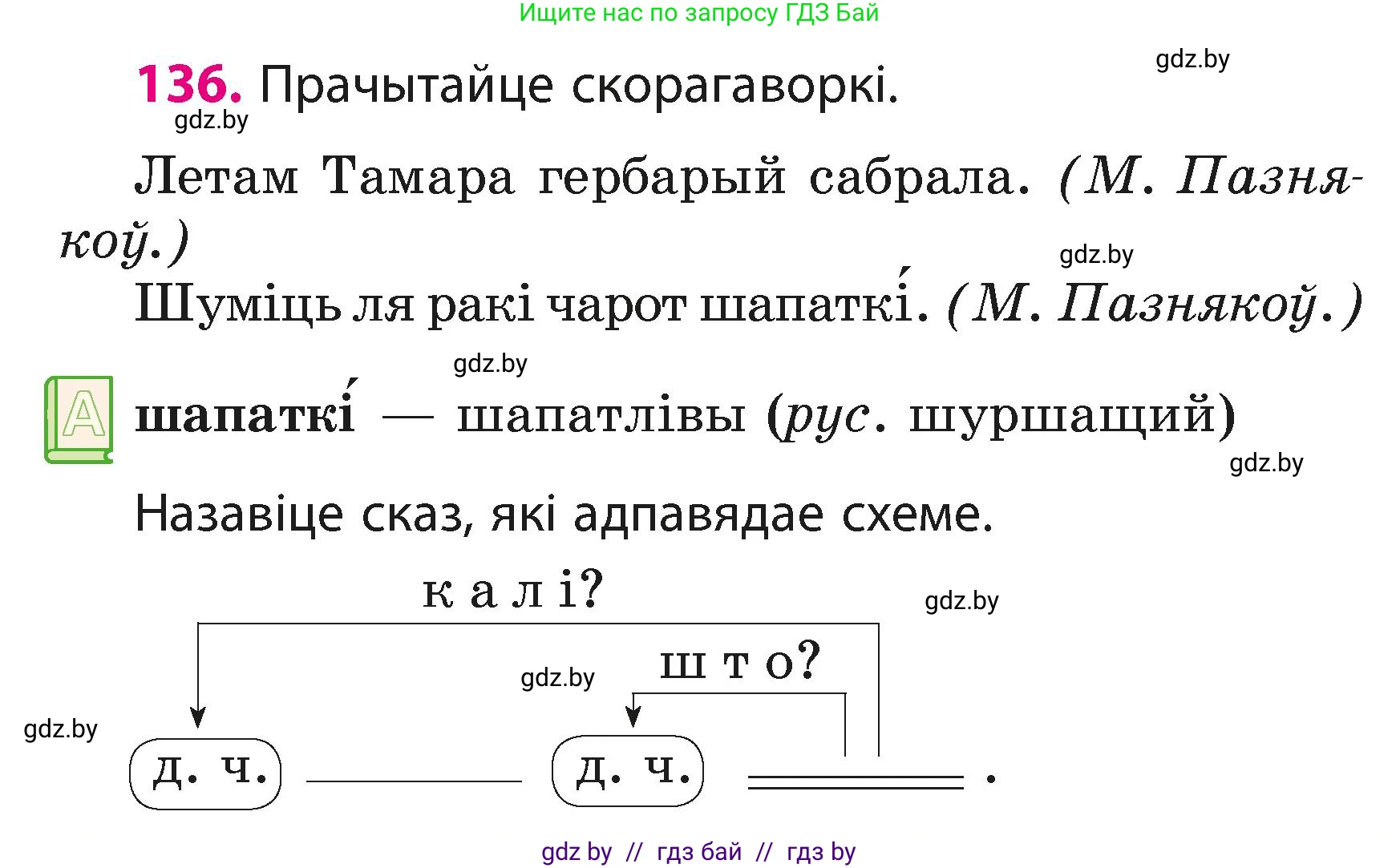 Белорусский язык (Беларуская мова), 3 класс Учебник, автор: Свірыдзенка Вольга Іванаўна, издательство Нацыянальны інстытут адукацыі, Минск, 2023, зелёного цвета, Частка 1, страница 84, номер 136, Условие
