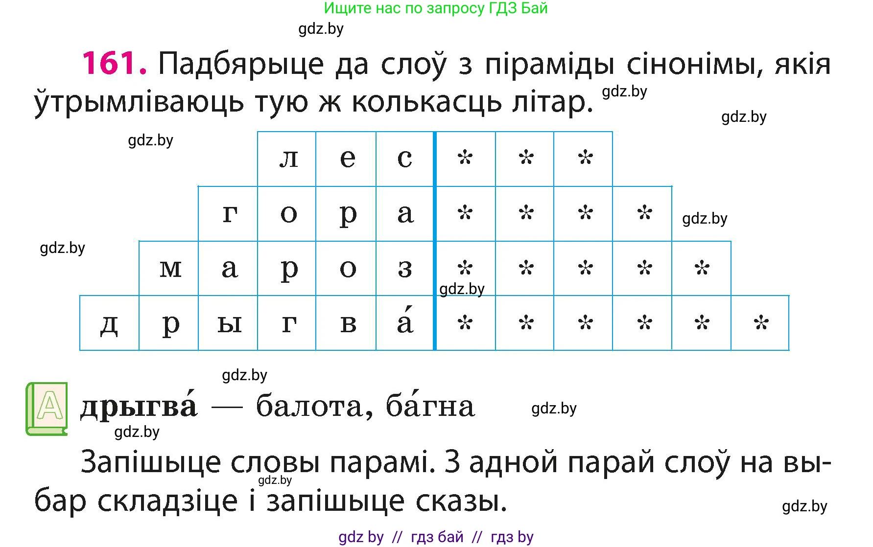 Белорусский язык (Беларуская мова), 3 класс Учебник, автор: Свірыдзенка Вольга Іванаўна, издательство Нацыянальны інстытут адукацыі, Минск, 2023, зелёного цвета, Частка 1, страница 99, номер 161, Условие