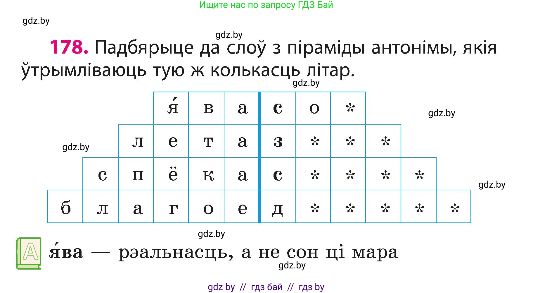 Белорусский язык (Беларуская мова), 3 класс Учебник, автор: Свірыдзенка Вольга Іванаўна, издательство Нацыянальны інстытут адукацыі, Минск, 2023, зелёного цвета, Частка 1, страница 108, номер 178, Условие