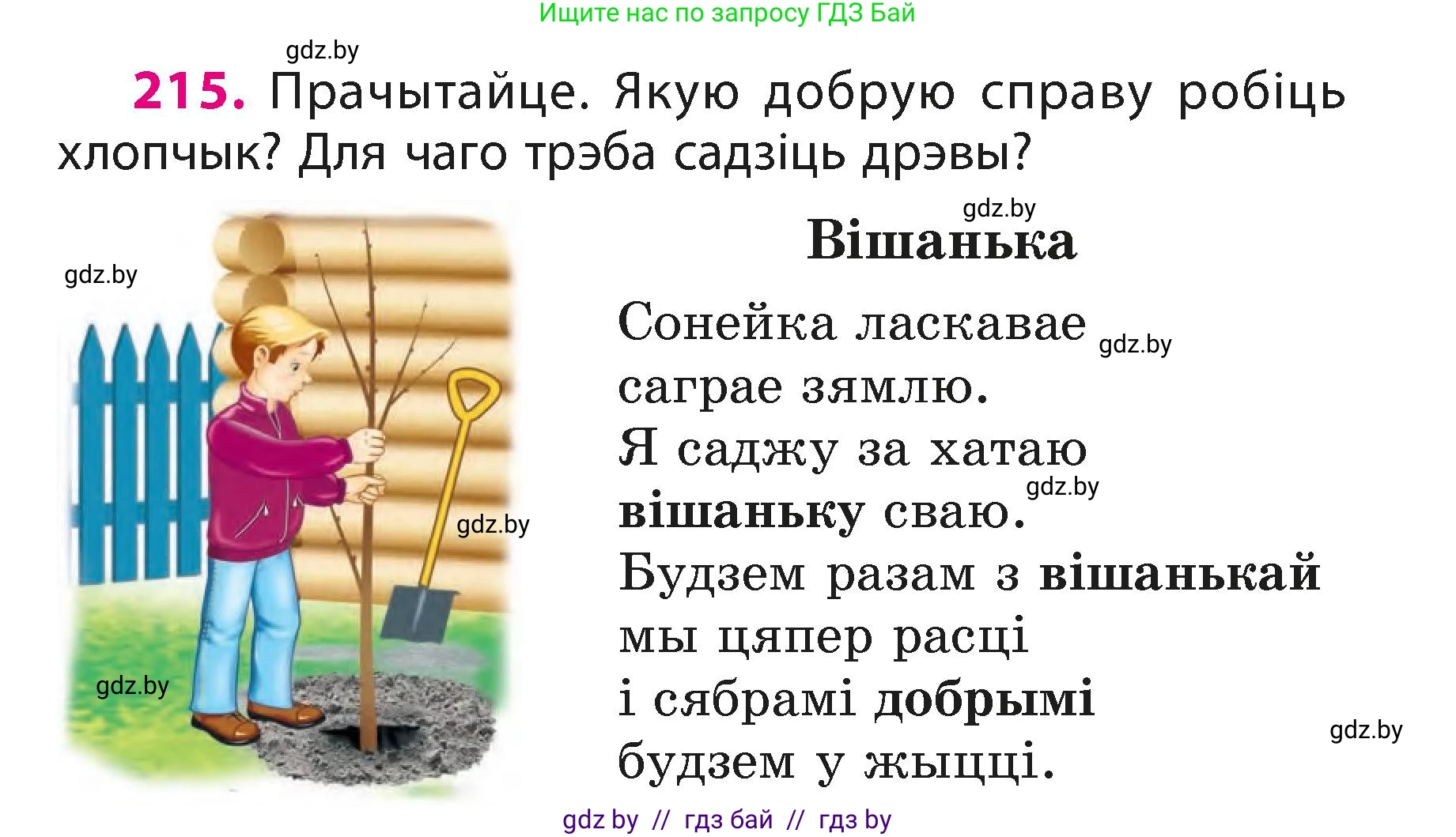 Белорусский язык (Беларуская мова), 3 класс Учебник, автор: Свірыдзенка Вольга Іванаўна, издательство Нацыянальны інстытут адукацыі, Минск, 2023, зелёного цвета, Частка 1, страница 130, номер 215, Условие
