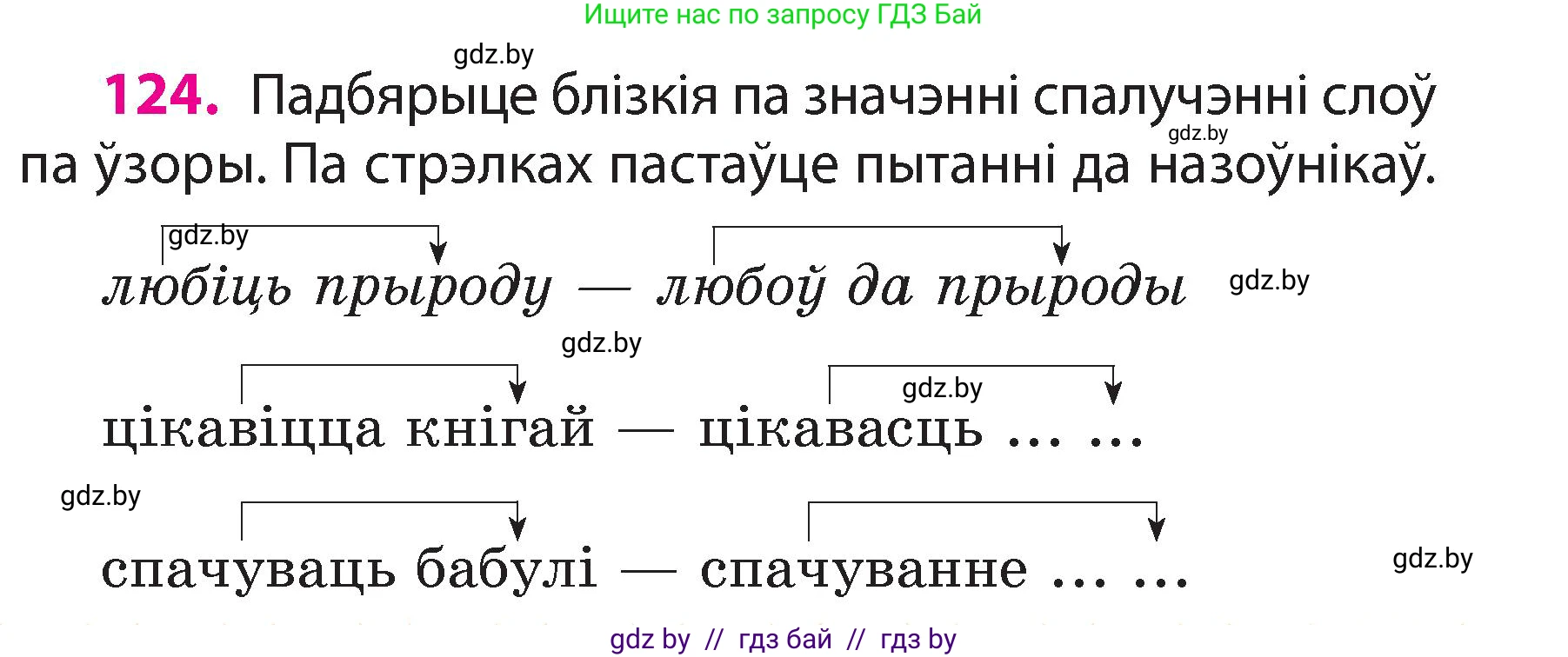 Белорусский язык (Беларуская мова), 3 класс Учебник, автор: Свірыдзенка Вольга Іванаўна, издательство Нацыянальны інстытут адукацыі, Минск, 2023, зелёного цвета, Частка 2, страница 73, номер 124, Условие