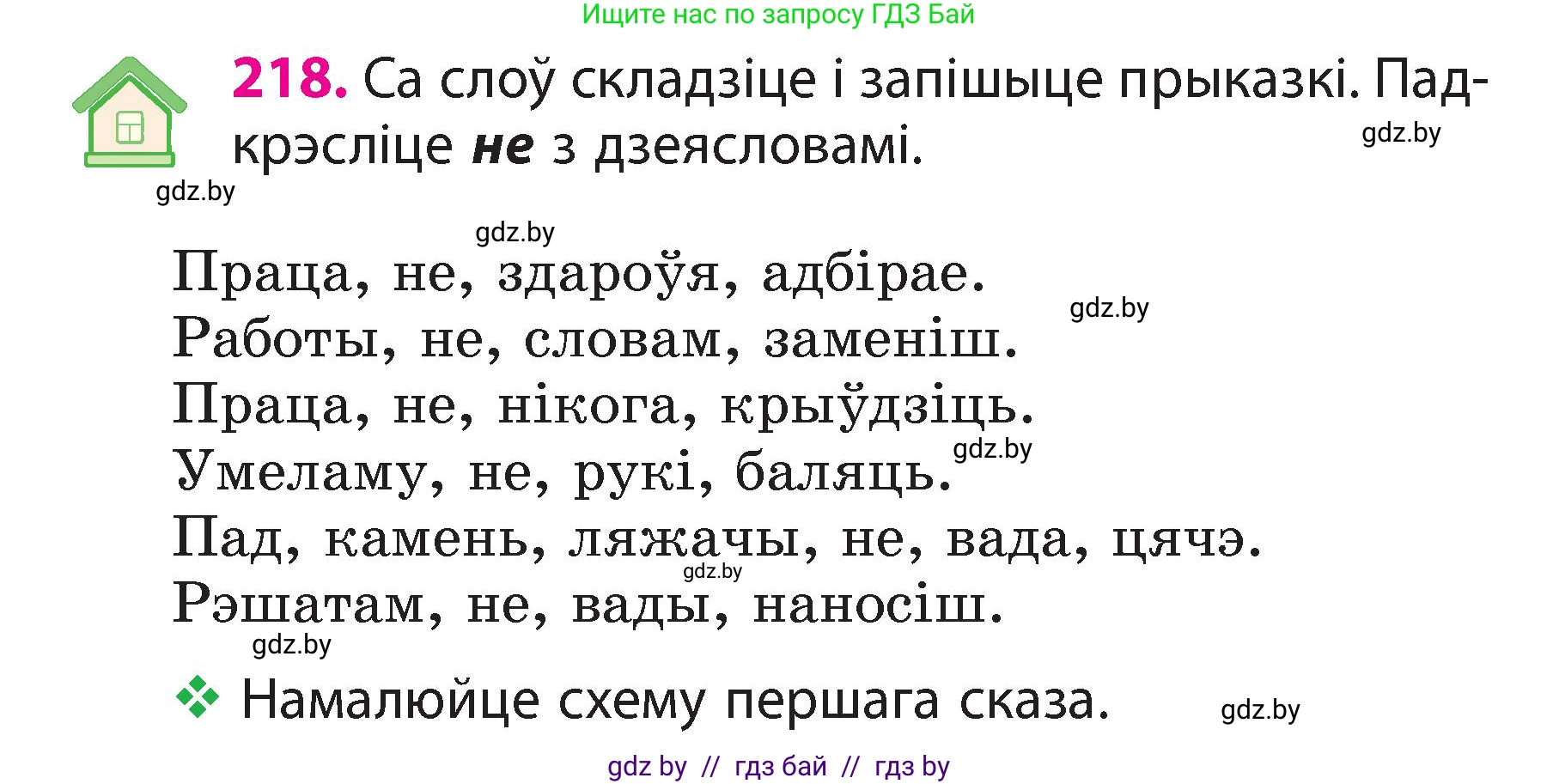 Белорусский язык (Беларуская мова), 3 класс Учебник, автор: Свірыдзенка Вольга Іванаўна, издательство Нацыянальны інстытут адукацыі, Минск, 2023, зелёного цвета, Частка 2, страница 122, номер 218, Условие