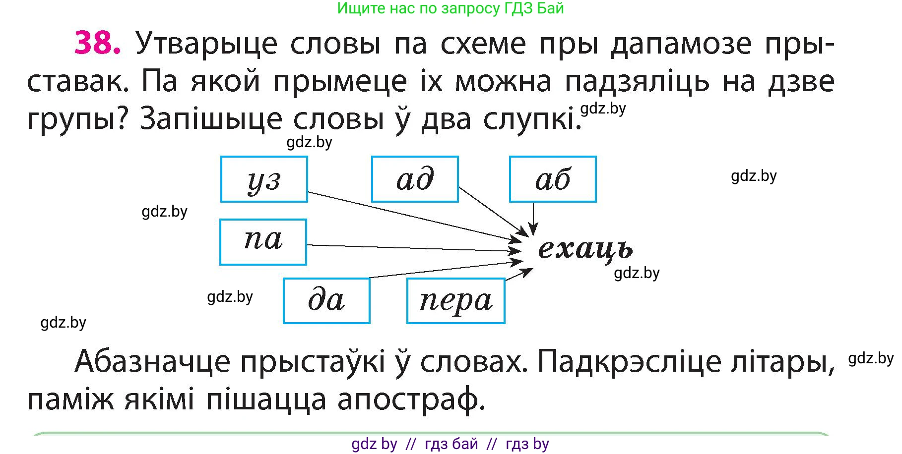 Белорусский язык (Беларуская мова), 3 класс Учебник, автор: Свірыдзенка Вольга Іванаўна, издательство Нацыянальны інстытут адукацыі, Минск, 2023, зелёного цвета, Частка 2, страница 23, номер 38, Условие