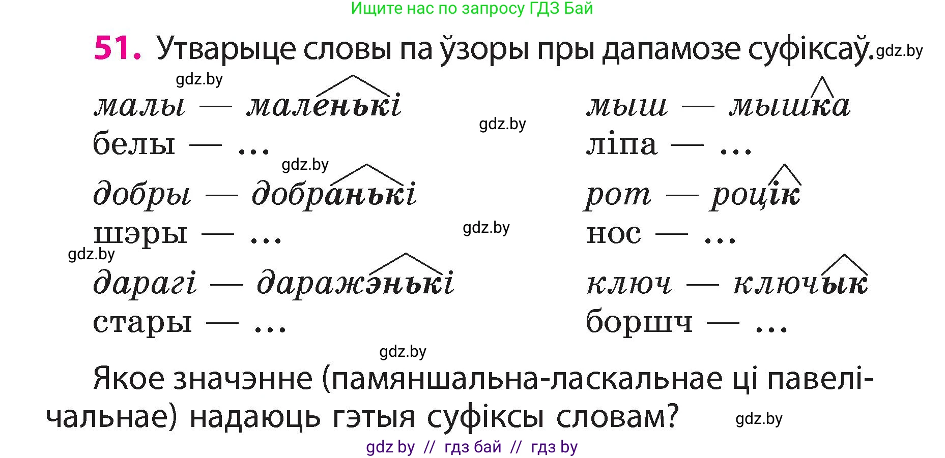 Белорусский язык (Беларуская мова), 3 класс Учебник, автор: Свірыдзенка Вольга Іванаўна, издательство Нацыянальны інстытут адукацыі, Минск, 2023, зелёного цвета, Частка 2, страница 30, номер 51, Условие
