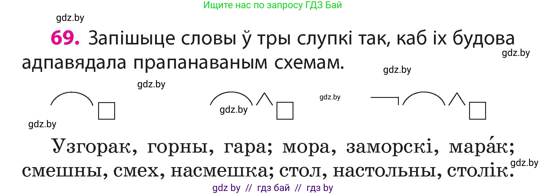 Белорусский язык (Беларуская мова), 3 класс Учебник, автор: Свірыдзенка Вольга Іванаўна, издательство Нацыянальны інстытут адукацыі, Минск, 2023, зелёного цвета, Частка 2, страница 40, номер 69, Условие
