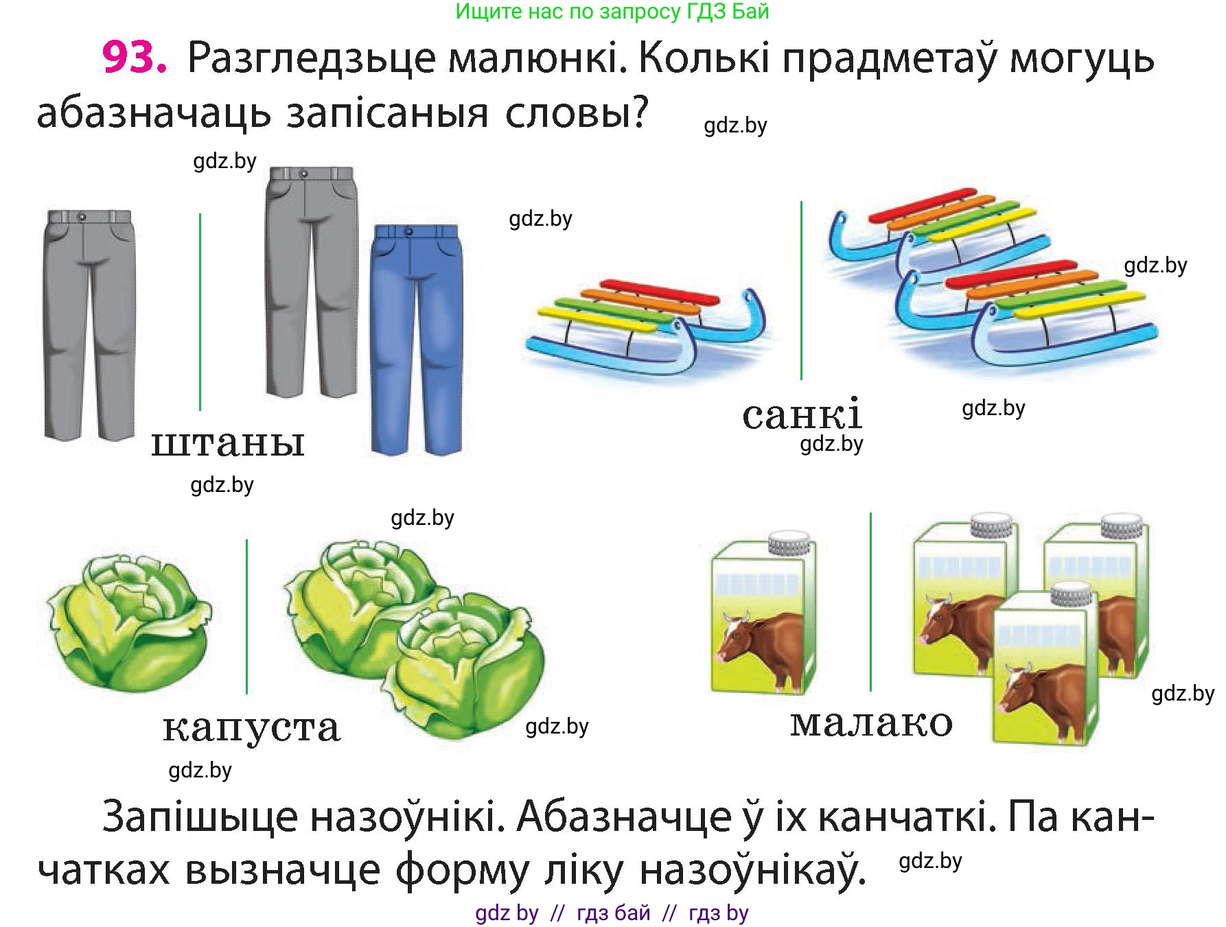 Белорусский язык (Беларуская мова), 3 класс Учебник, автор: Свірыдзенка Вольга Іванаўна, издательство Нацыянальны інстытут адукацыі, Минск, 2023, зелёного цвета, Частка 2, страница 55, номер 93, Условие