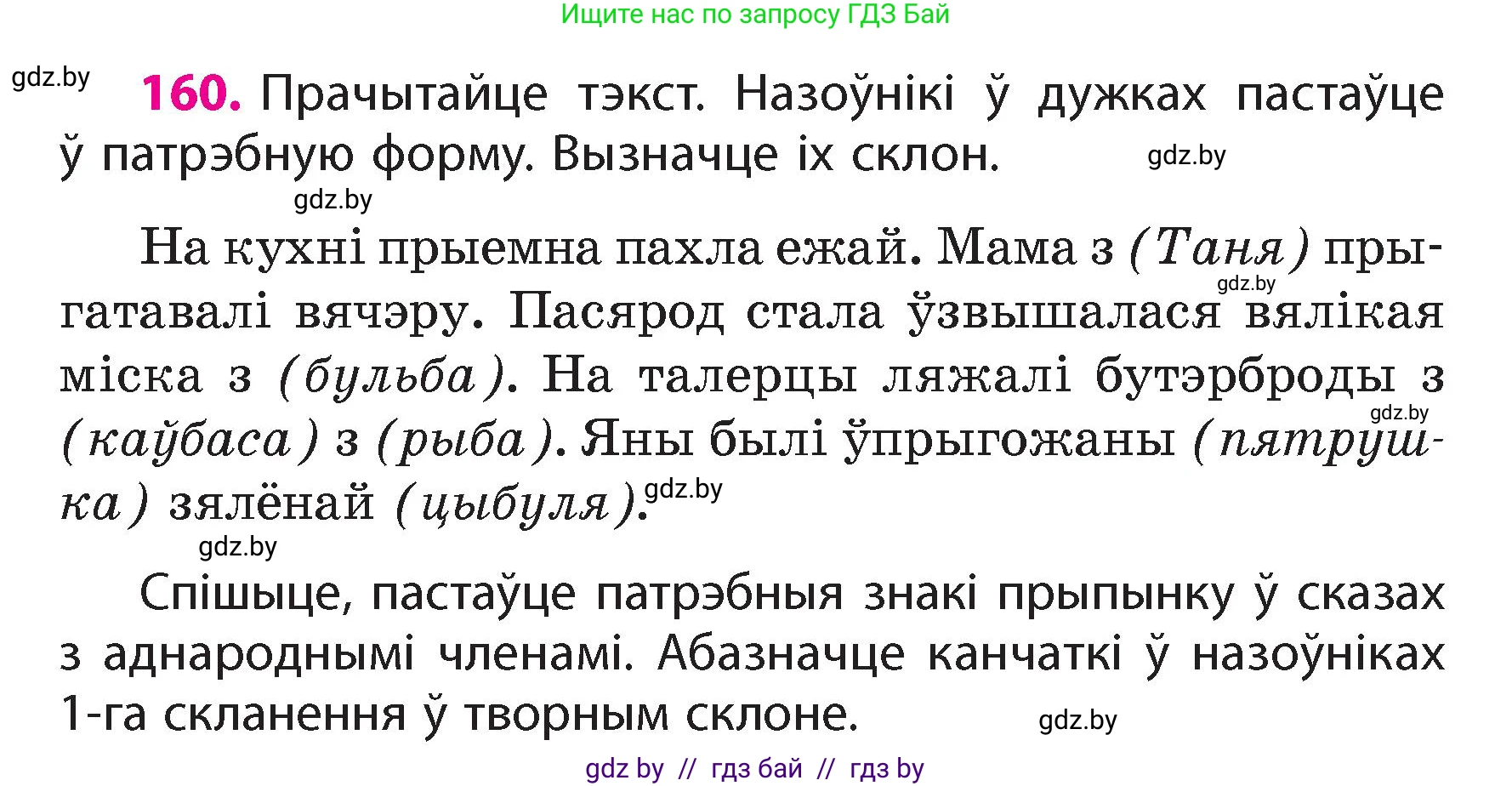 Белорусский язык (Беларуская мова), 4 класс Учебник, автор: Свірыдзенка Вольга Іванаўна, издательство Нацыянальны інстытут адукацыі, Минск, 2024, голубого цвета, Частка 1, страница 99, номер 160, Условие 2024