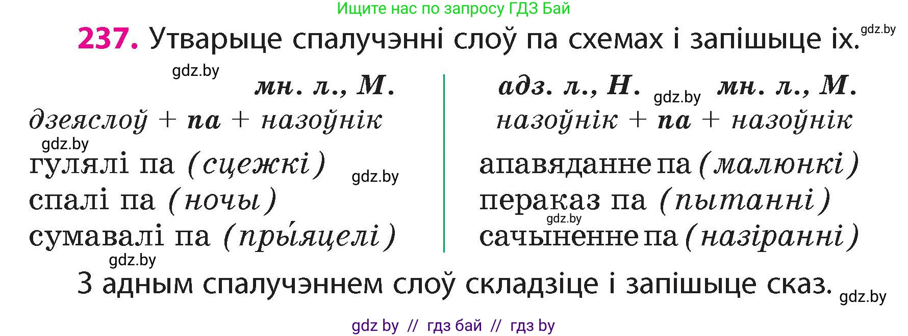 Белорусский язык (Беларуская мова), 4 класс Учебник, автор: Свірыдзенка Вольга Іванаўна, издательство Нацыянальны інстытут адукацыі, Минск, 2024, голубого цвета, Частка 1, страница 140, номер 237, Условие 2024