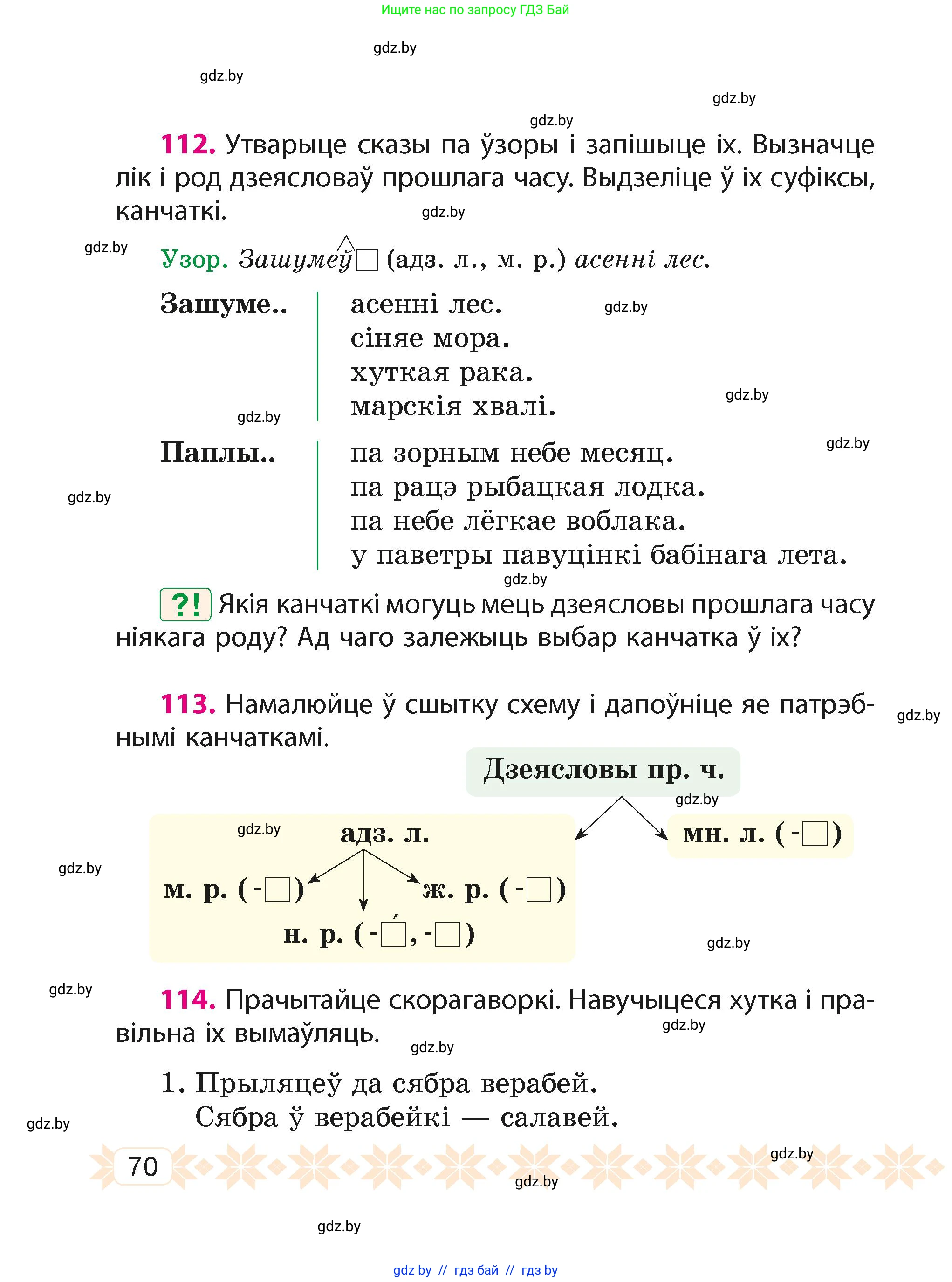 Белорусский язык (Беларуская мова), 4 класс Учебник, автор: Свірыдзенка Вольга Іванаўна, издательство Нацыянальны інстытут адукацыі, Минск, 2024, голубого цвета, Частка 2, страница 42, номер 70, Условие 2024