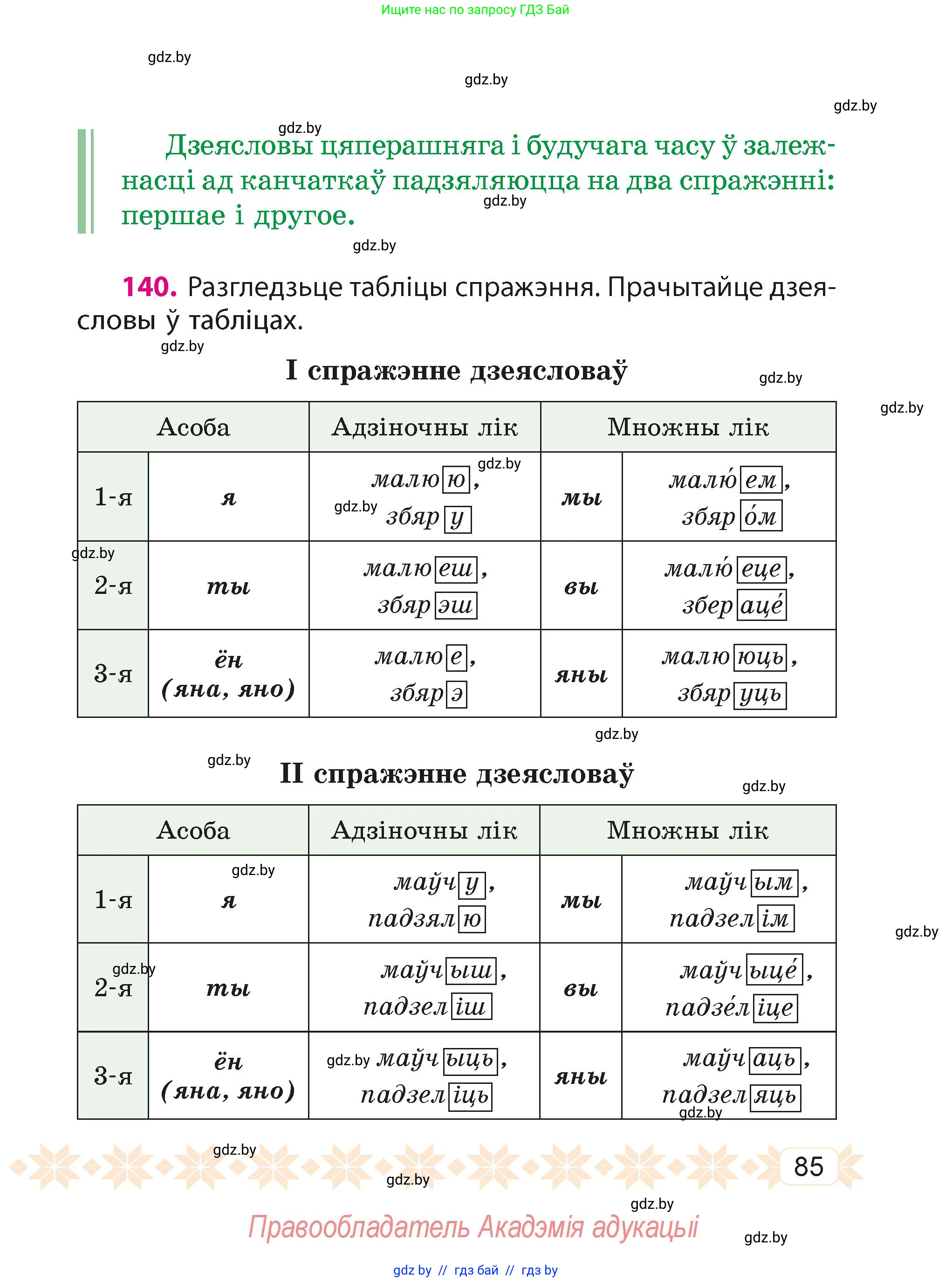 Белорусский язык (Беларуская мова), 4 класс Учебник, автор: Свірыдзенка Вольга Іванаўна, издательство Нацыянальны інстытут адукацыі, Минск, 2024, голубого цвета, Частка 2, страница 53, номер 85, Условие 2024