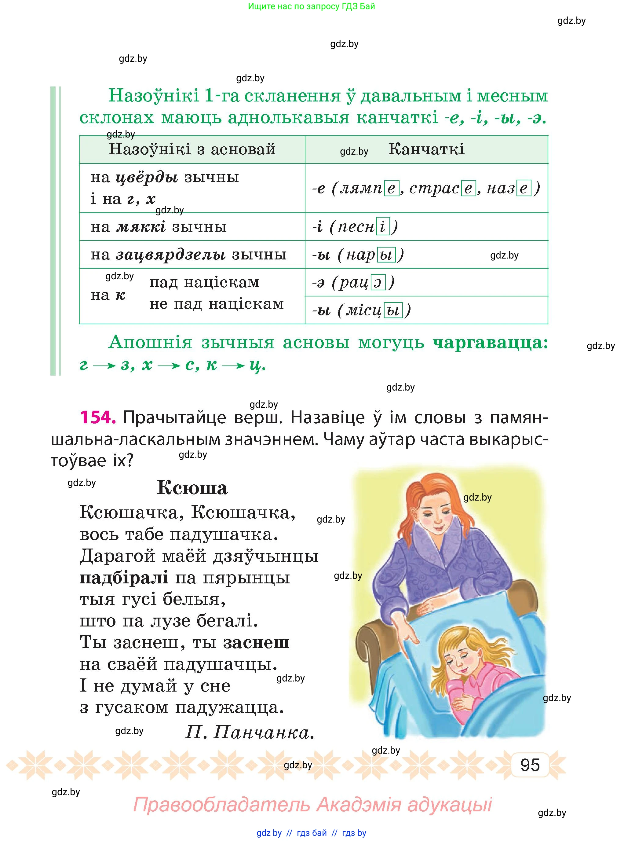 Белорусский язык (Беларуская мова), 4 класс Учебник, автор: Свірыдзенка Вольга Іванаўна, издательство Нацыянальны інстытут адукацыі, Минск, 2024, голубого цвета, Частка 1, страница 95