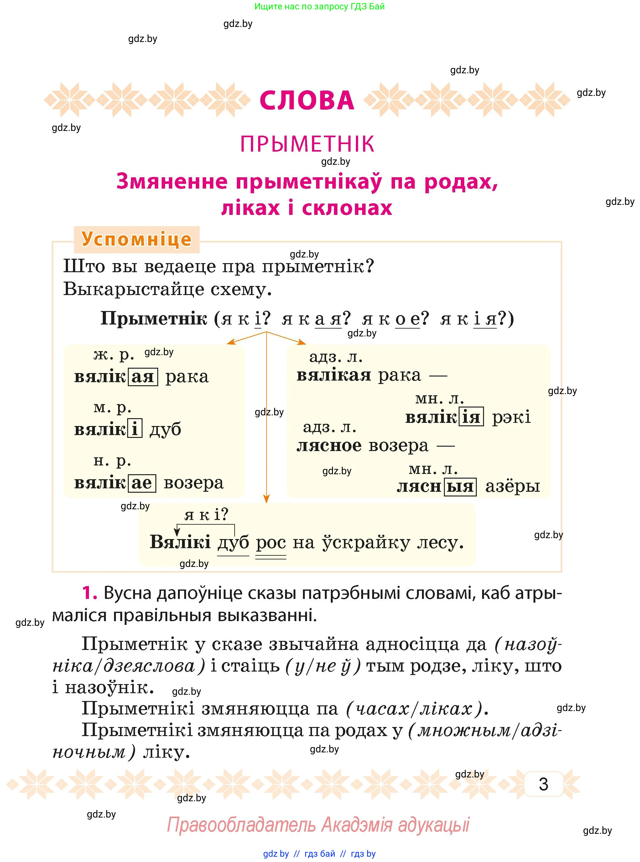 Белорусский язык (Беларуская мова), 4 класс Учебник, автор: Свірыдзенка Вольга Іванаўна, издательство Нацыянальны інстытут адукацыі, Минск, 2024, голубого цвета, Частка 2, страница 3