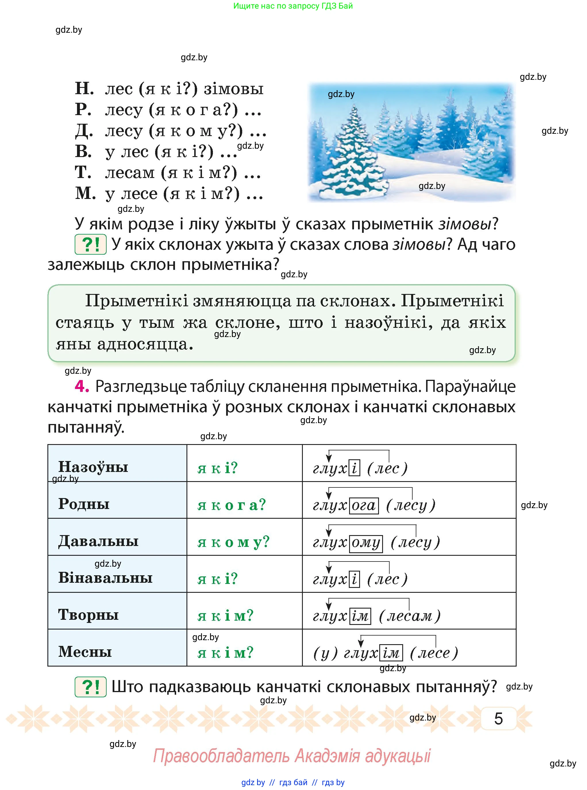 Белорусский язык (Беларуская мова), 4 класс Учебник, автор: Свірыдзенка Вольга Іванаўна, издательство Нацыянальны інстытут адукацыі, Минск, 2024, голубого цвета, Частка 2, страница 5