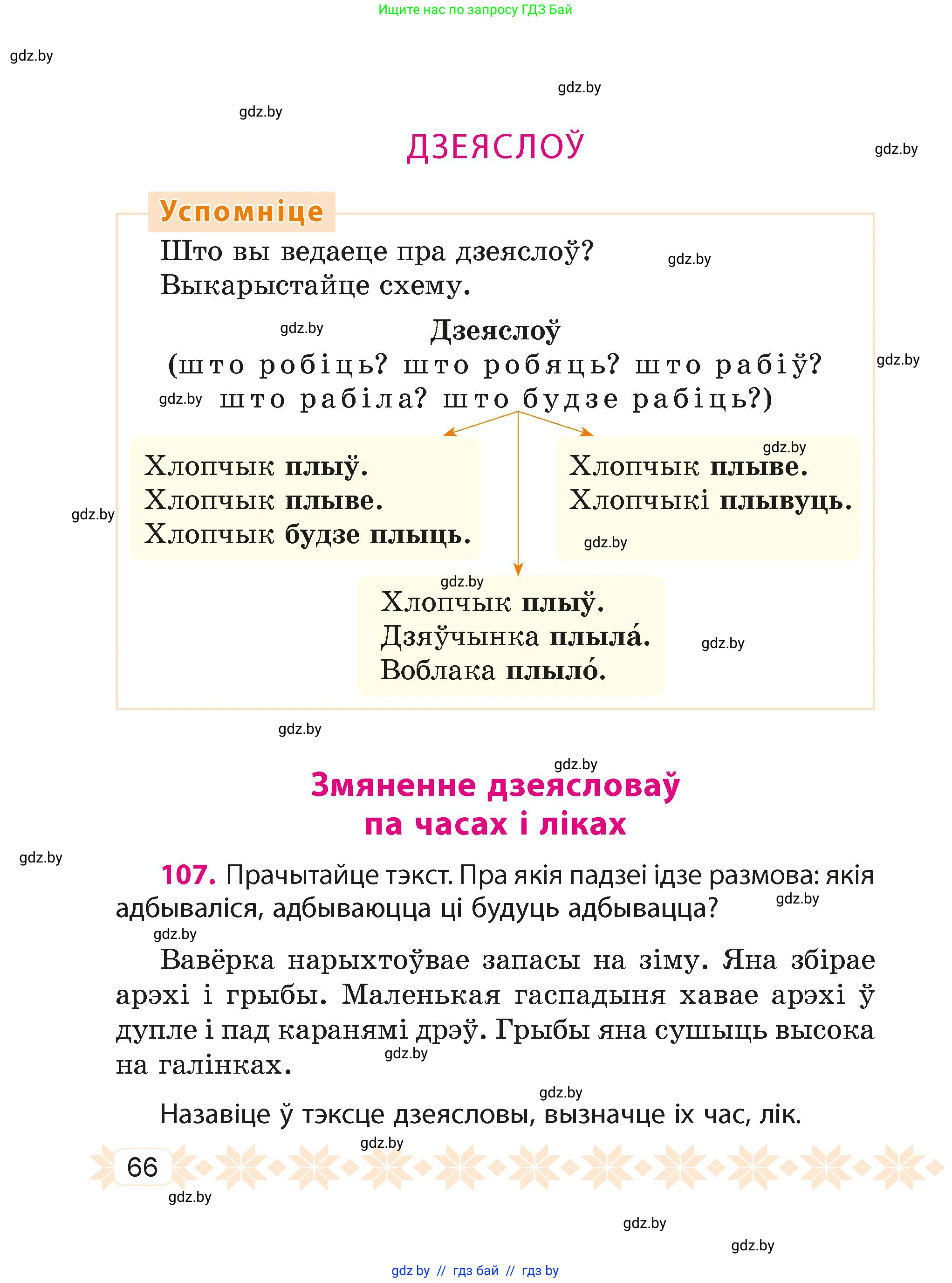 Белорусский язык (Беларуская мова), 4 класс Учебник, автор: Свірыдзенка Вольга Іванаўна, издательство Нацыянальны інстытут адукацыі, Минск, 2024, голубого цвета, Частка 2, страница 66