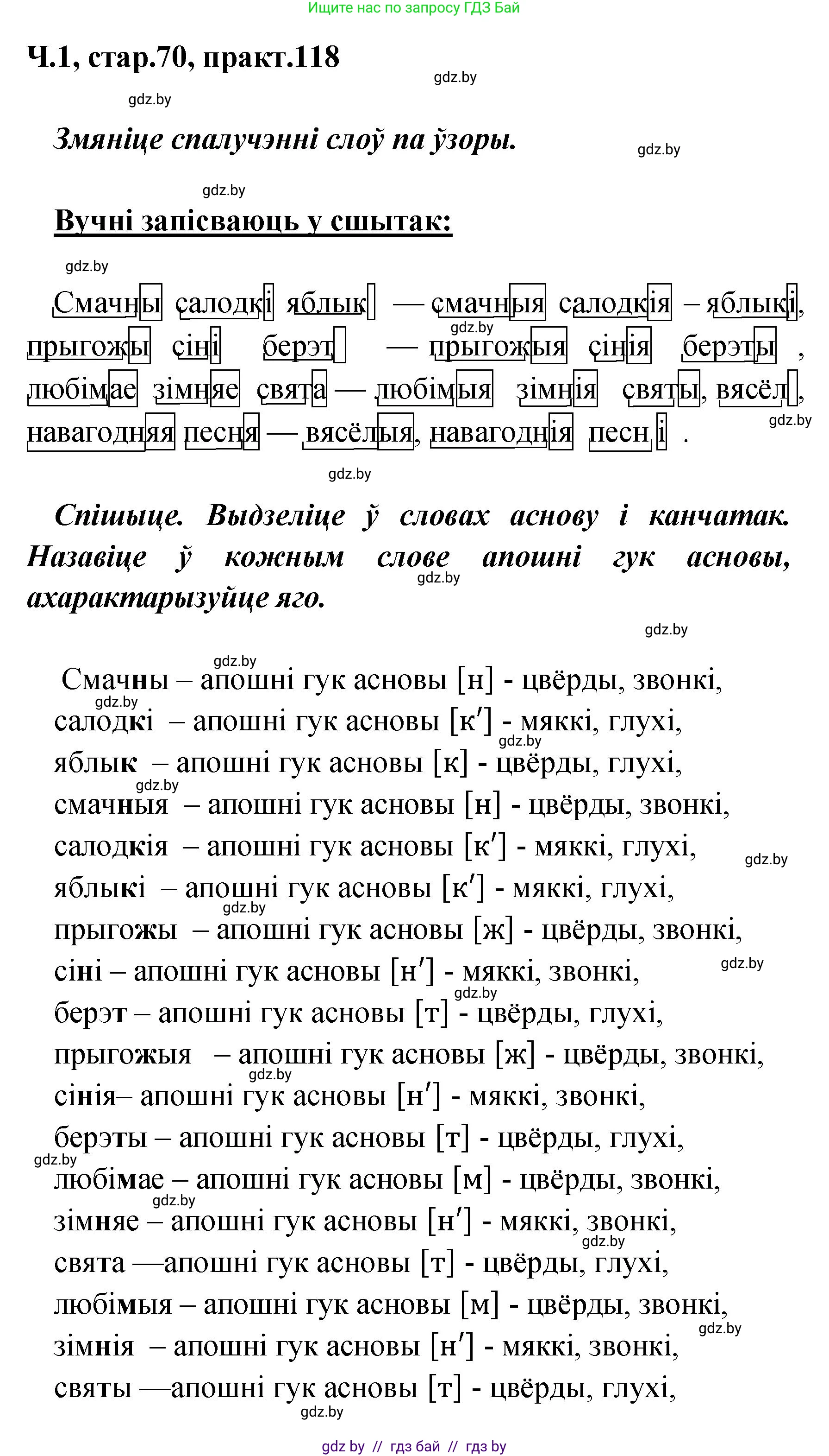 Белорусский язык (Беларуская мова), 4 класс Учебник, автор: Свірыдзенка Вольга Іванаўна, издательство Нацыянальны інстытут адукацыі, Минск, 2024, голубого цвета, Частка 1, страница 73, номер 118, Решение 2024