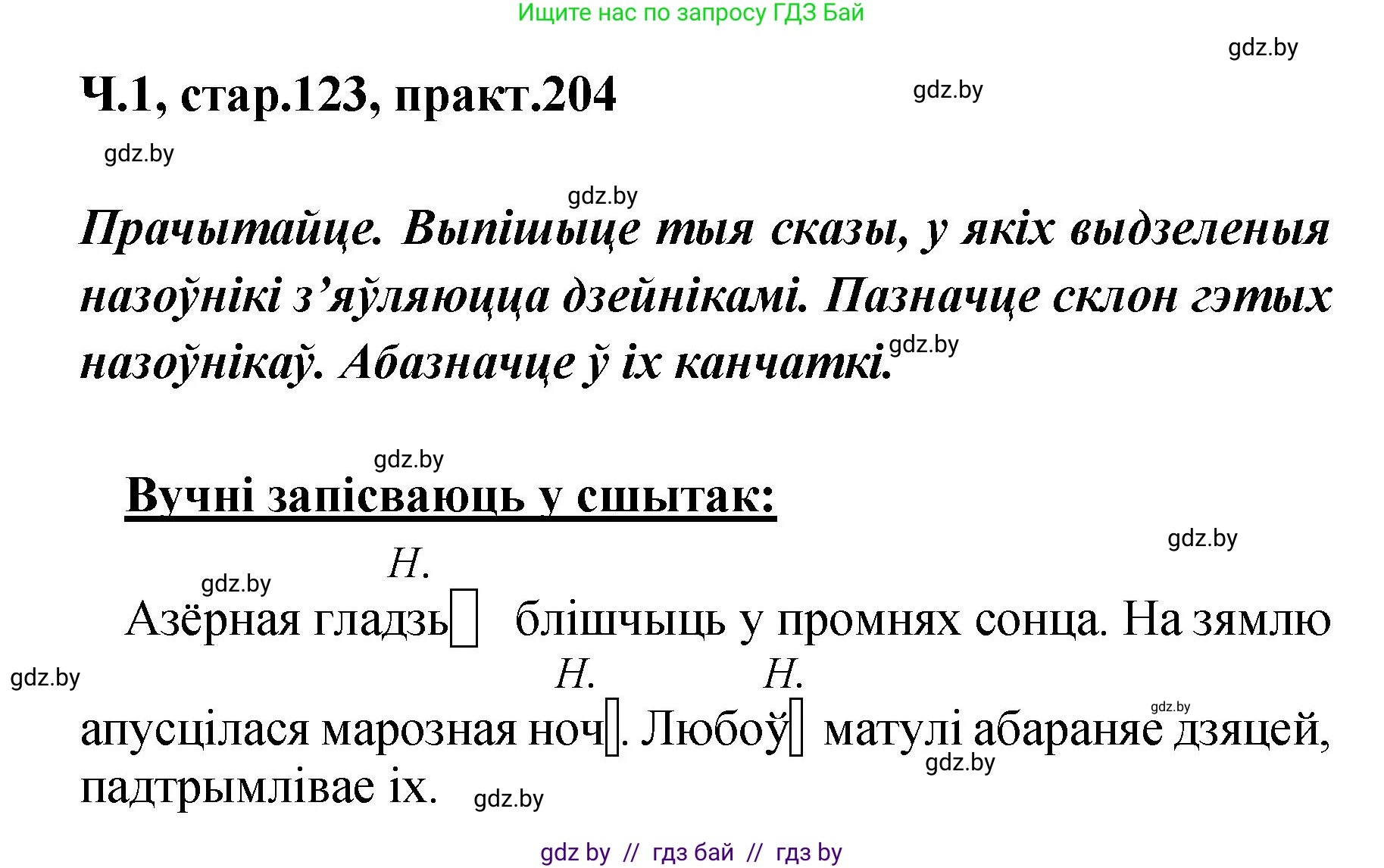 Белорусский язык (Беларуская мова), 4 класс Учебник, автор: Свірыдзенка Вольга Іванаўна, издательство Нацыянальны інстытут адукацыі, Минск, 2024, голубого цвета, Частка 1, страница 123, номер 204, Решение 2024