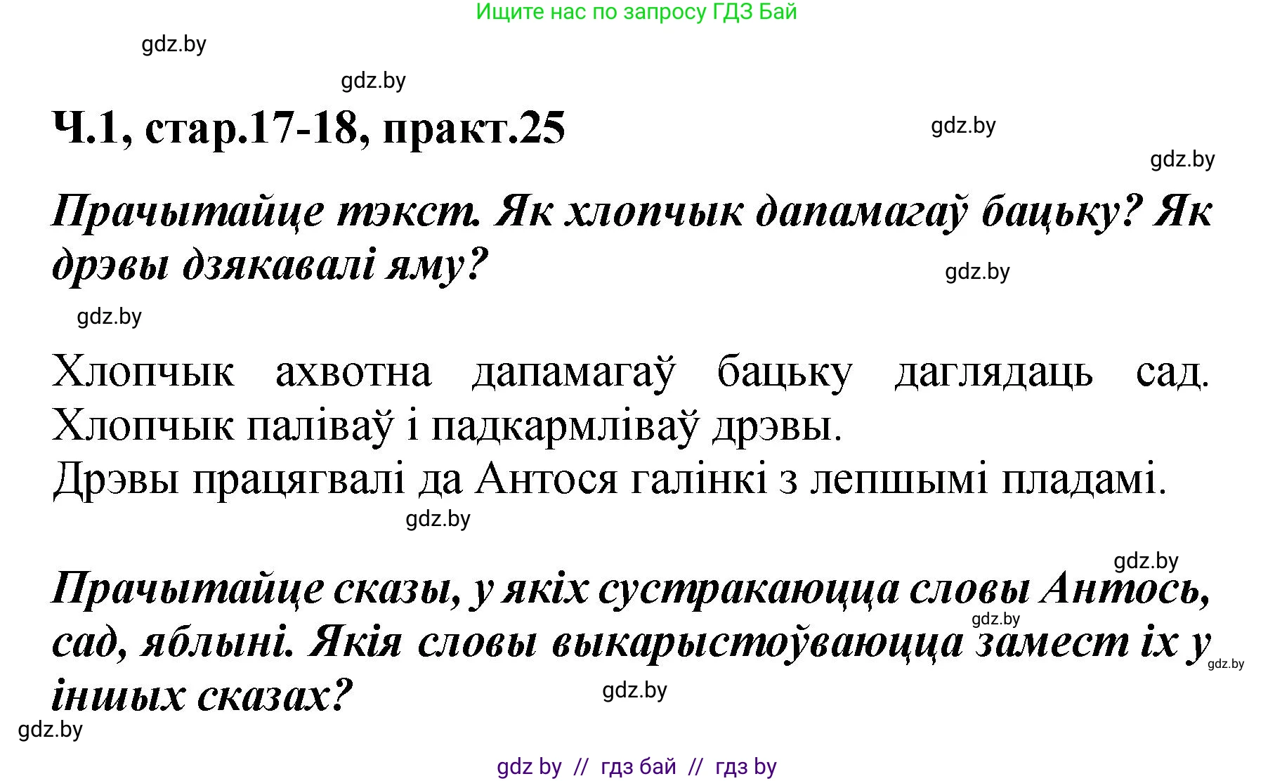 Белорусский язык (Беларуская мова), 4 класс Учебник, автор: Свірыдзенка Вольга Іванаўна, издательство Нацыянальны інстытут адукацыі, Минск, 2024, голубого цвета, Частка 1, страница 17, номер 25, Решение 2024