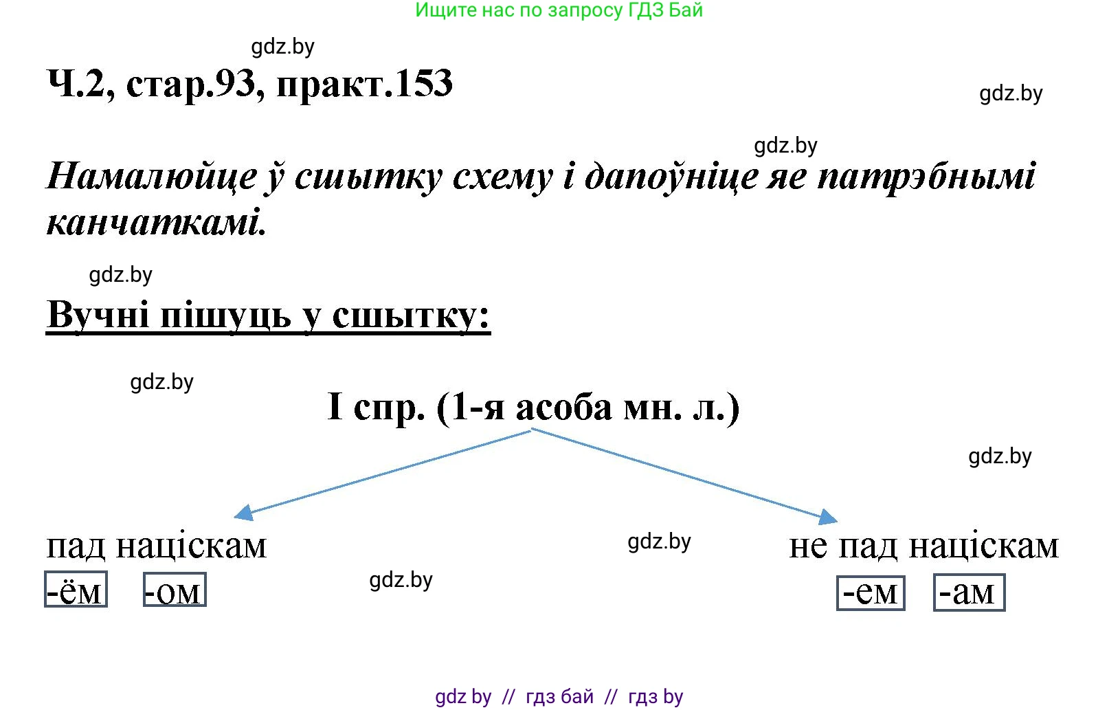 Белорусский язык (Беларуская мова), 4 класс Учебник, автор: Свірыдзенка Вольга Іванаўна, издательство Нацыянальны інстытут адукацыі, Минск, 2024, голубого цвета, Частка 2, страница 93, номер 153, Решение 2024