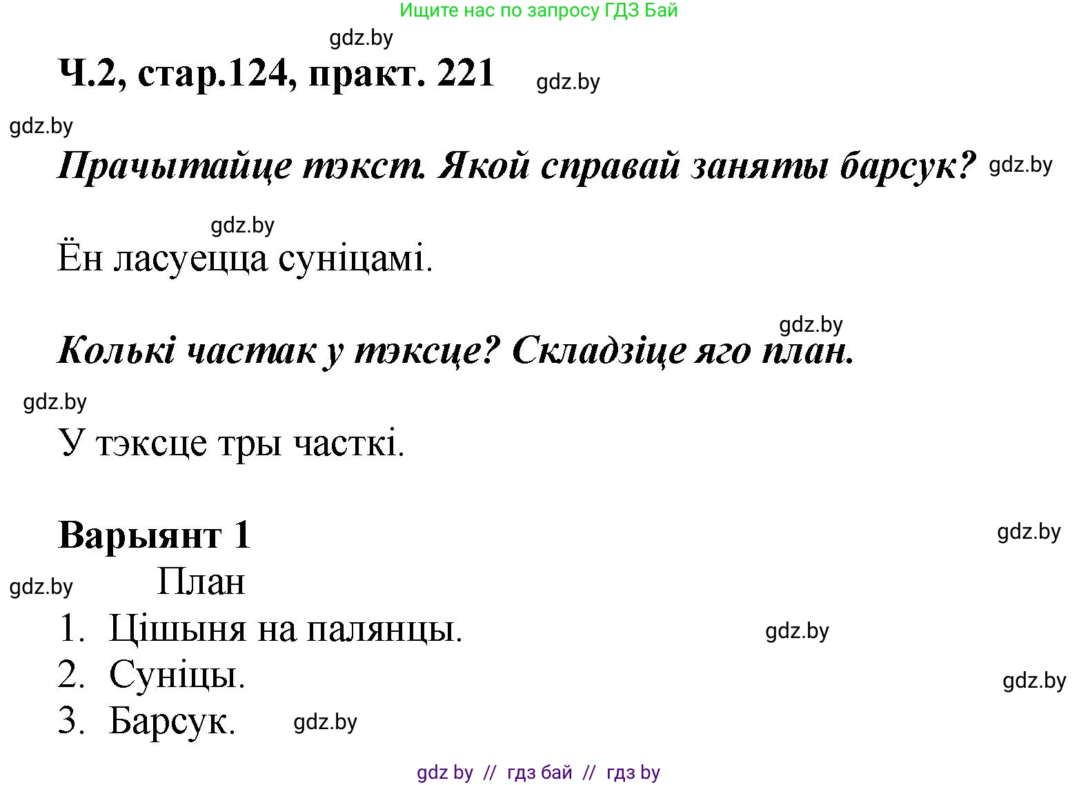 Белорусский язык (Беларуская мова), 4 класс Учебник, автор: Свірыдзенка Вольга Іванаўна, издательство Нацыянальны інстытут адукацыі, Минск, 2024, голубого цвета, Частка 2, страница 124, номер 221, Решение 2024
