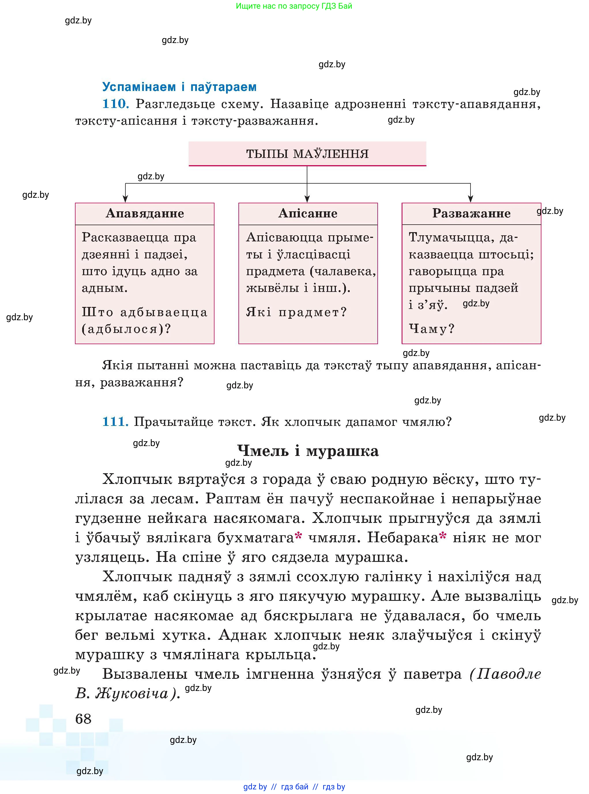 Белорусский язык (Беларуская мова), 5 класс Учебник, авторы: Валочка Ганна Міхайлаўна, Зелянко Вольга Уладзіміраўна, Мартынкевіч Святлана Васільеўна, Якуба Святлана Міхайлаўна, издательство Акадэмія адукацыі, Минск, 2024, голубого цвета, Частка 1, страница 44, номер 68, Условие
