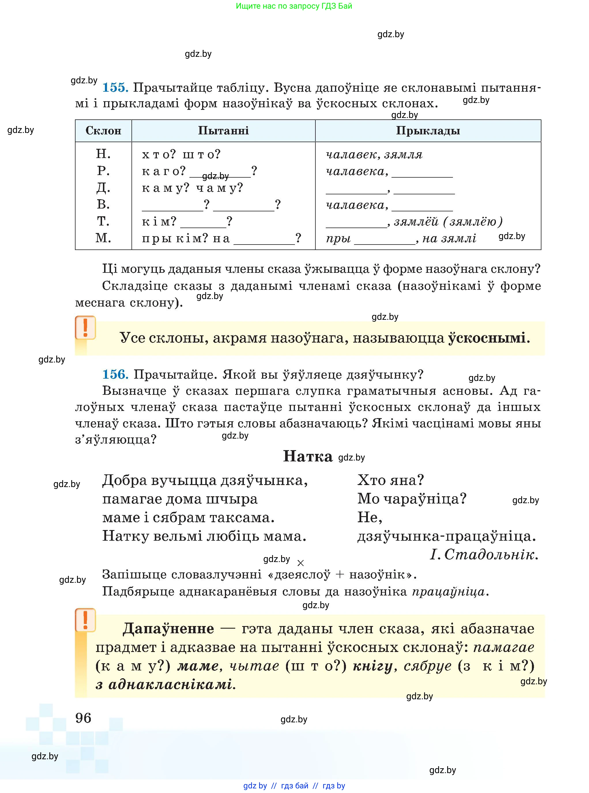 Белорусский язык (Беларуская мова), 5 класс Учебник, авторы: Валочка Ганна Міхайлаўна, Зелянко Вольга Уладзіміраўна, Мартынкевіч Святлана Васільеўна, Якуба Святлана Міхайлаўна, издательство Акадэмія адукацыі, Минск, 2024, голубого цвета, Частка 1, страница 56, номер 96, Условие