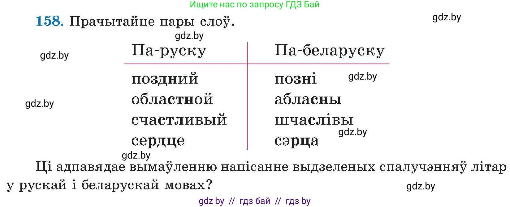 Белорусский язык (Беларуская мова), 5 класс Учебник, авторы: Валочка Ганна Міхайлаўна, Зелянко Вольга Уладзіміраўна, Мартынкевіч Святлана Васільеўна, Якуба Святлана Міхайлаўна, издательство Акадэмія адукацыі, Минск, 2024, голубого цвета, Частка 2, страница 78, номер 158, Условие