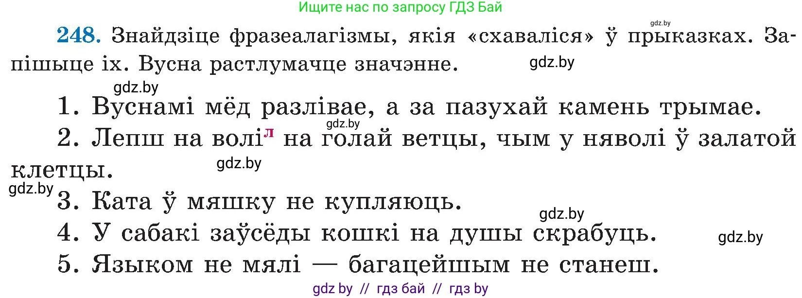Белорусский язык (Беларуская мова), 5 класс Учебник, авторы: Валочка Ганна Міхайлаўна, Зелянко Вольга Уладзіміраўна, Мартынкевіч Святлана Васільеўна, Якуба Святлана Міхайлаўна, издательство Акадэмія адукацыі, Минск, 2024, голубого цвета, Частка 2, страница 127, номер 248, Условие