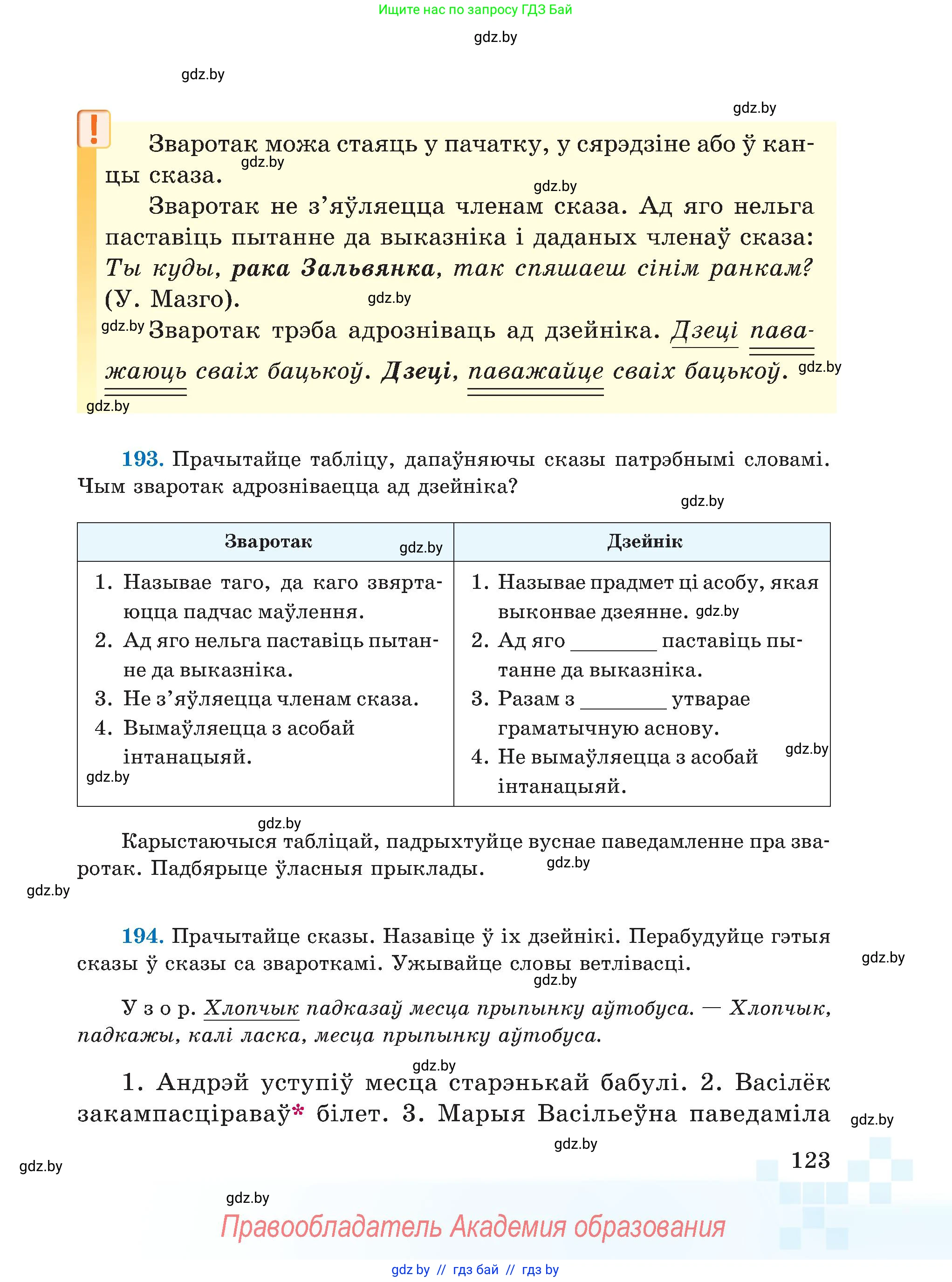 Белорусский язык (Беларуская мова), 5 класс Учебник, авторы: Валочка Ганна Міхайлаўна, Зелянко Вольга Уладзіміраўна, Мартынкевіч Святлана Васільеўна, Якуба Святлана Міхайлаўна, издательство Акадэмія адукацыі, Минск, 2024, голубого цвета, Частка 1, страница 123