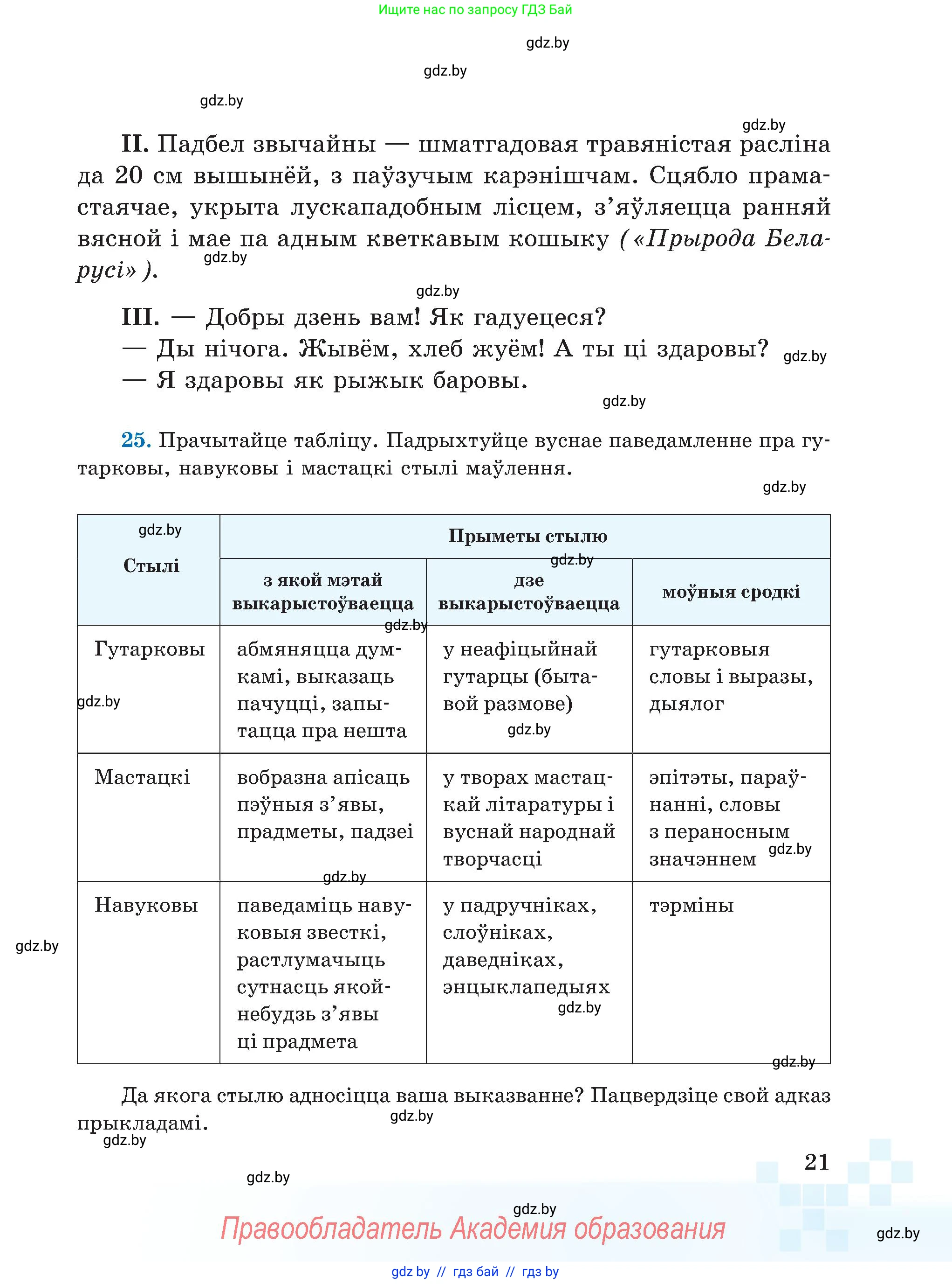 Белорусский язык (Беларуская мова), 5 класс Учебник, авторы: Валочка Ганна Міхайлаўна, Зелянко Вольга Уладзіміраўна, Мартынкевіч Святлана Васільеўна, Якуба Святлана Міхайлаўна, издательство Акадэмія адукацыі, Минск, 2024, голубого цвета, Частка 1, страница 21