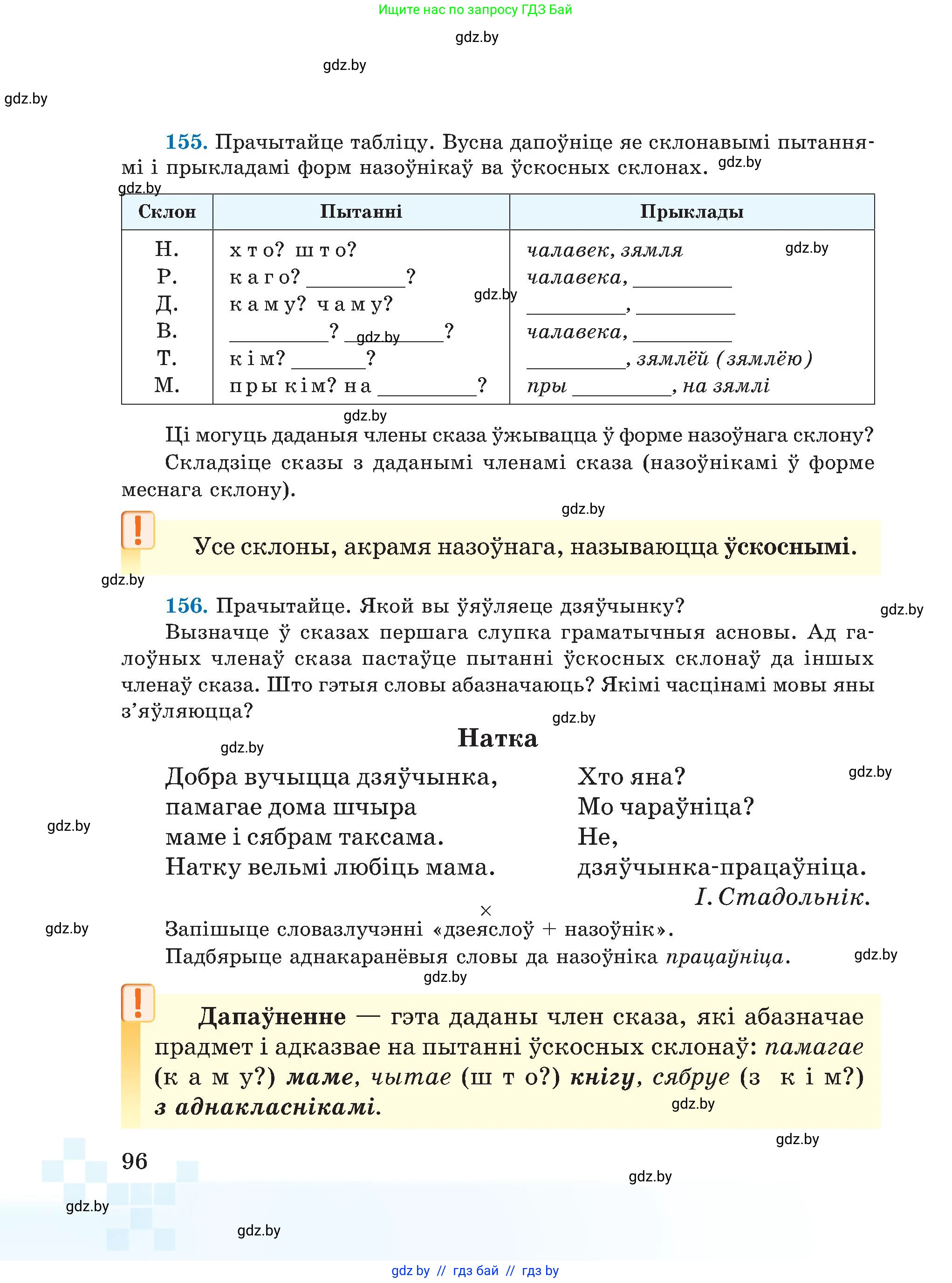 Белорусский язык (Беларуская мова), 5 класс Учебник, авторы: Валочка Ганна Міхайлаўна, Зелянко Вольга Уладзіміраўна, Мартынкевіч Святлана Васільеўна, Якуба Святлана Міхайлаўна, издательство Акадэмія адукацыі, Минск, 2024, голубого цвета, Частка 1, страница 96