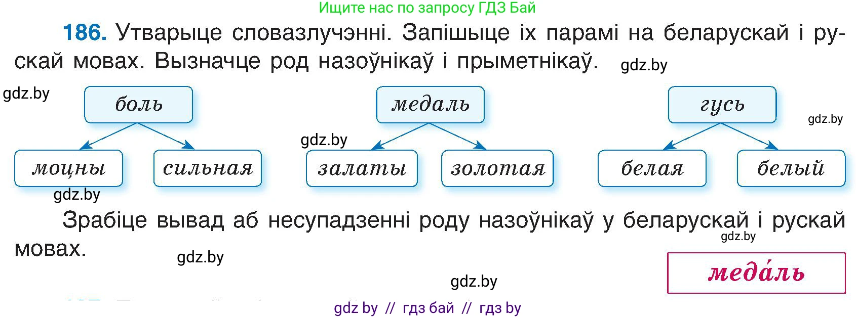 Белорусский язык (Беларуская мова), 6 класс Учебник, авторы: Валочка Ганна Міхайлаўна, Зелянко Вольга Уладзіміраўна, Мартынкевіч Святлана Васільеўна, Якуба Святлана Міхайлаўна, Бажкова Т І, издательство Акадэмія адукацыі, Минск, 2025, страница 94, номер 186, Условие 2025