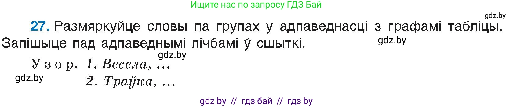 Белорусский язык (Беларуская мова), 6 класс Учебник, авторы: Валочка Ганна Міхайлаўна, Зелянко Вольга Уладзіміраўна, Мартынкевіч Святлана Васільеўна, Якуба Святлана Міхайлаўна, Бажкова Т І, издательство Акадэмія адукацыі, Минск, 2025, страница 21, номер 27, Условие 2025